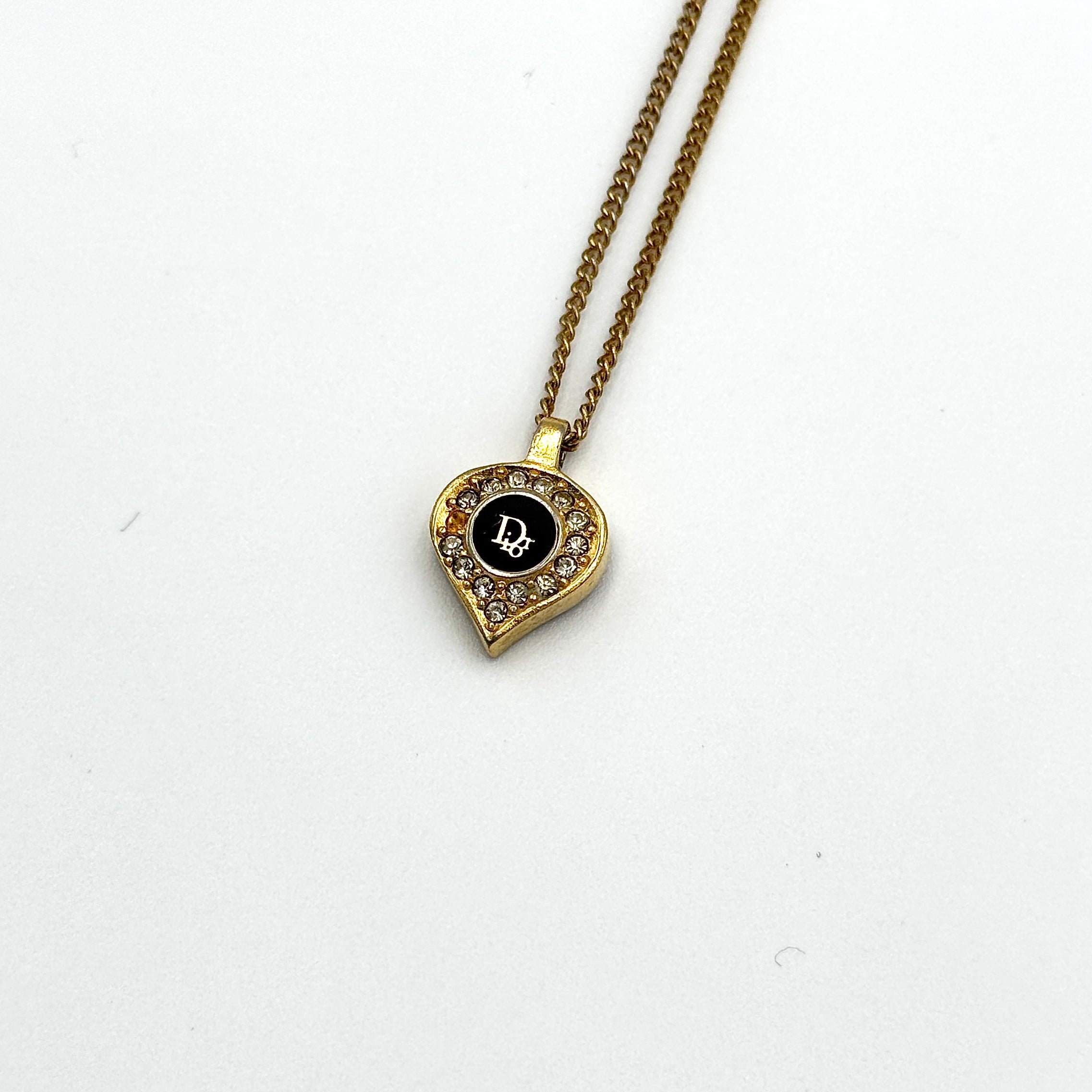 Dior Rhinestone Necklace Gold