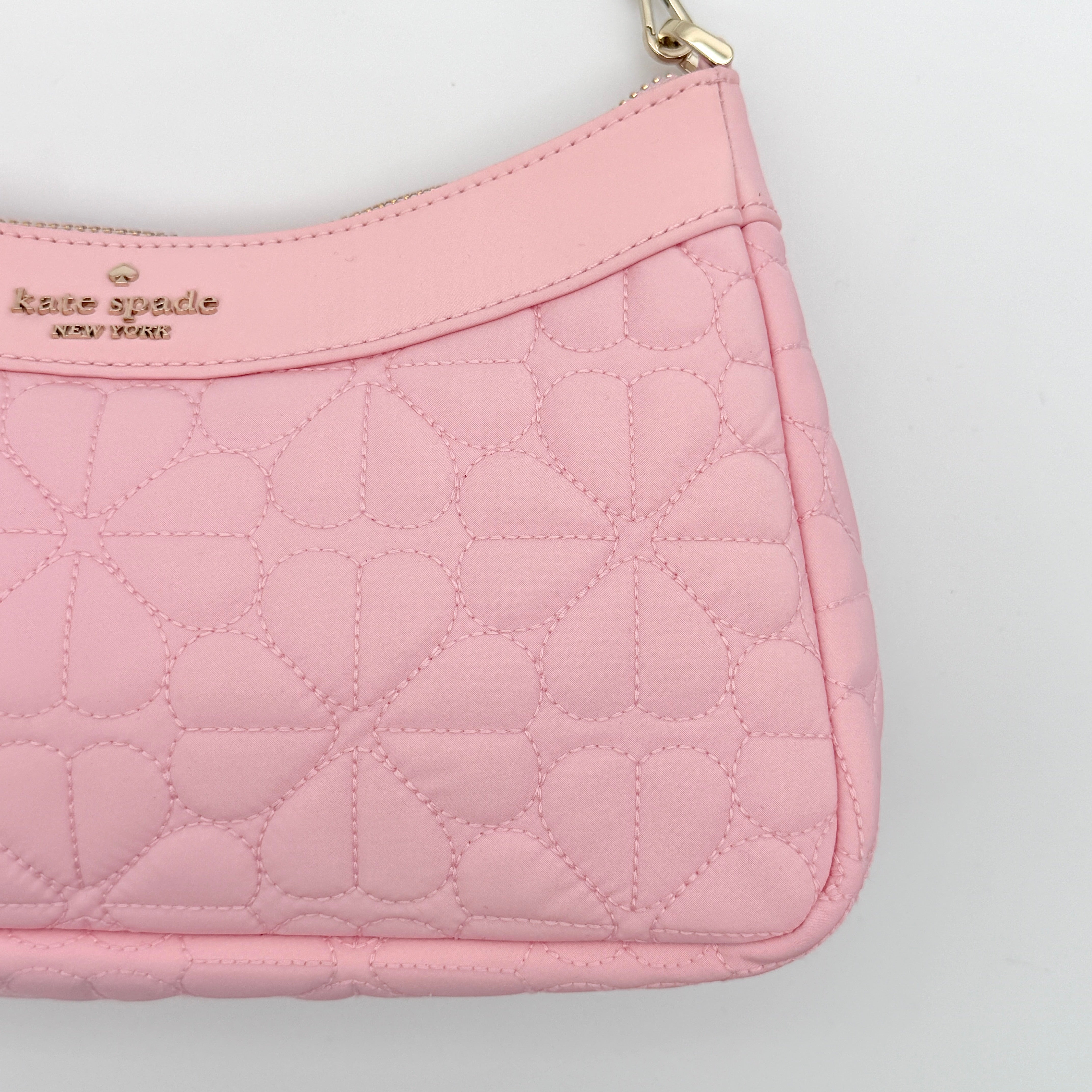Kate Spade 2Way Spade Flower Quilted Nylon Shoulder Bag Pink