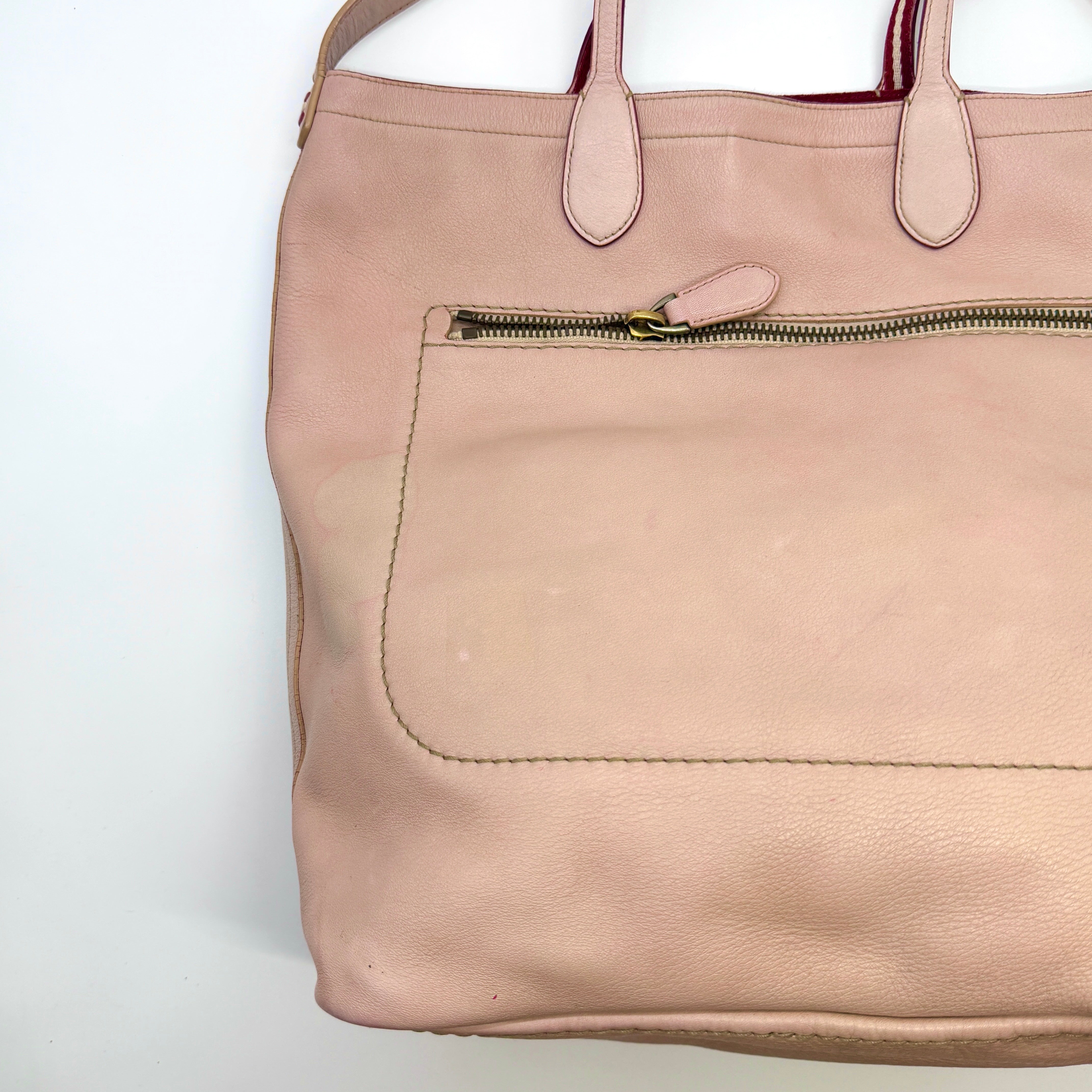 Bally Leather Tote Bag Pink