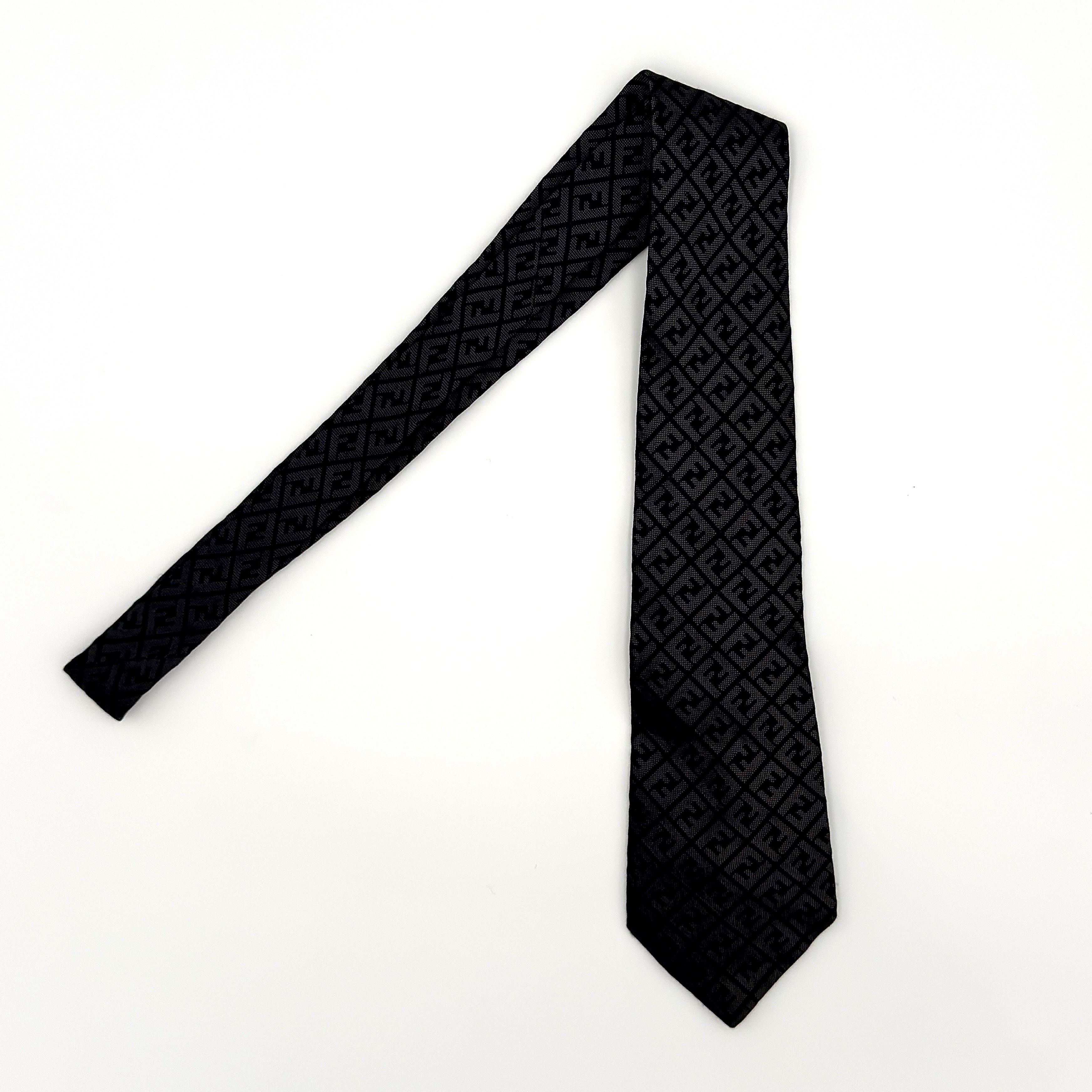 Fendi FF Zucca Silk Tie Black