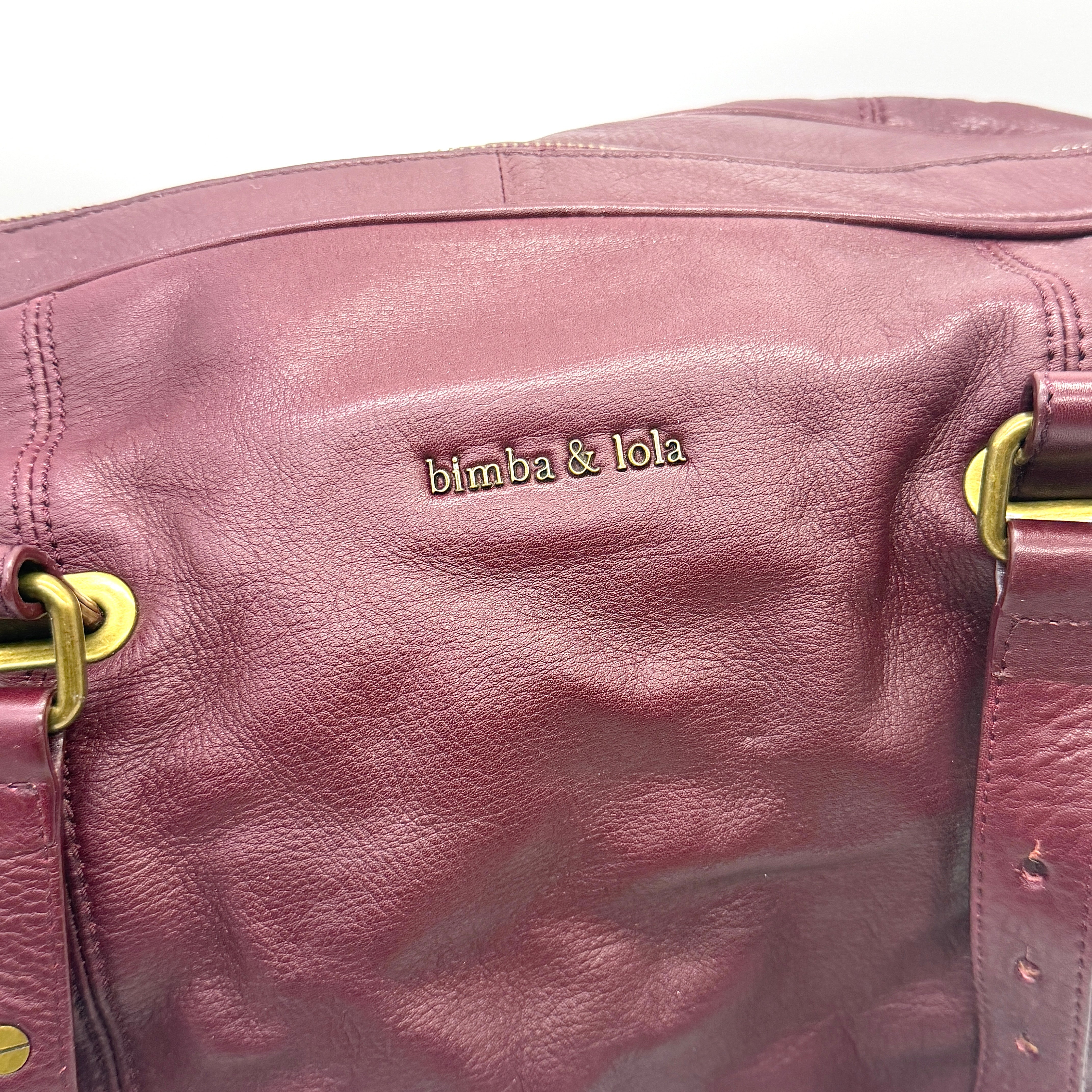 Bimba & Lola 2Way Leather Duffle Bag Burgundy