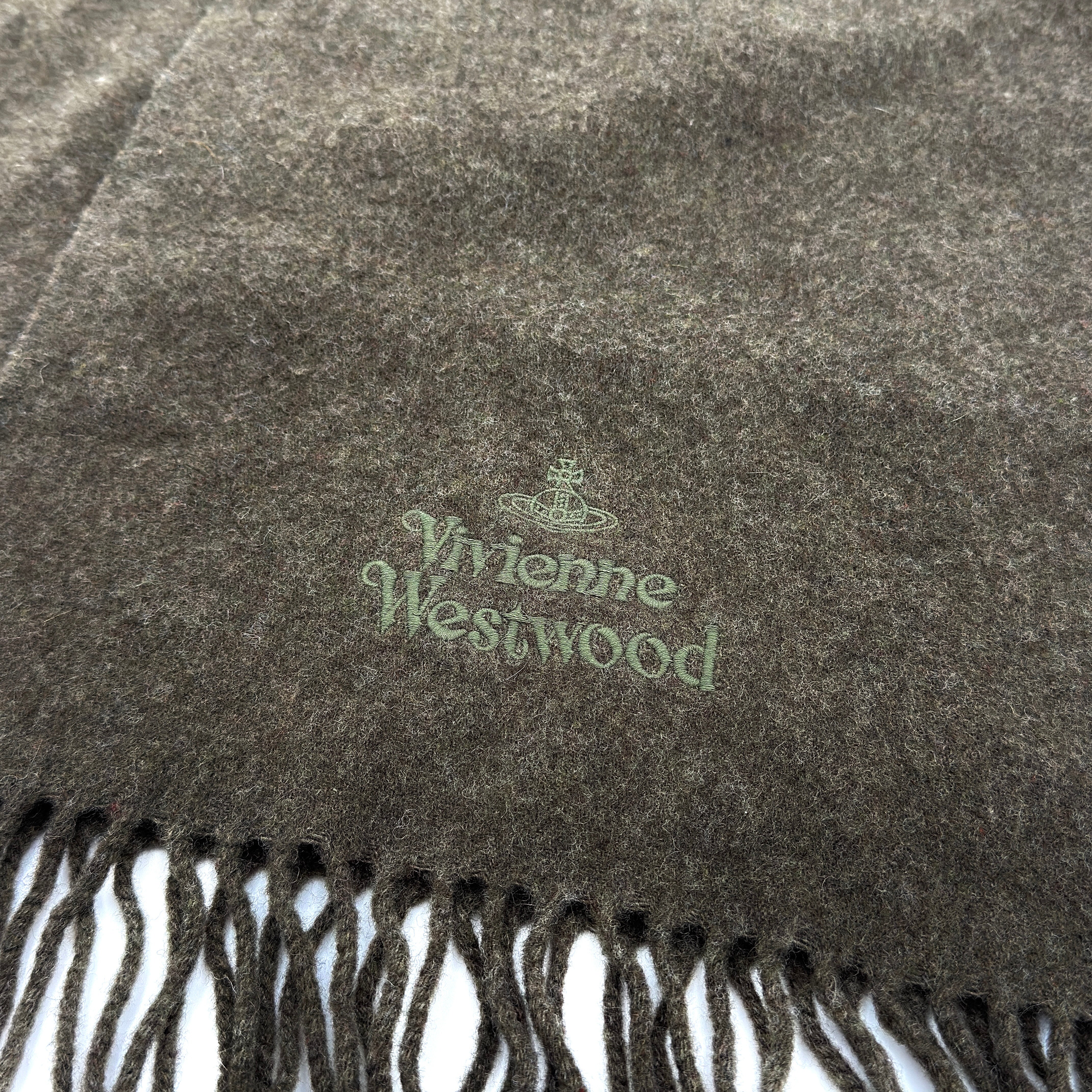 Vivienne Westwood Wool Scarf Olive Green
