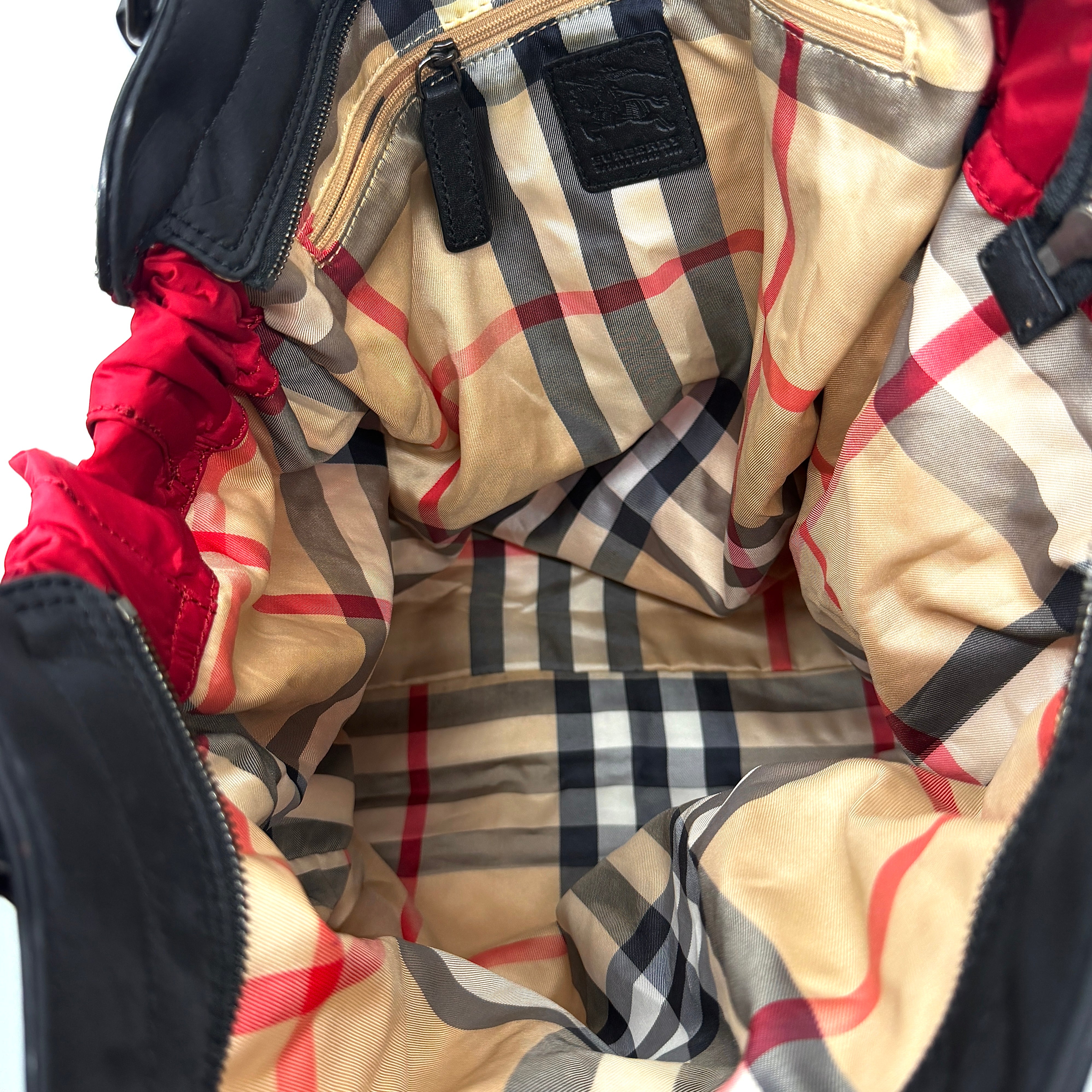 Burberry Buckleigh Nylon Tote Bag Red