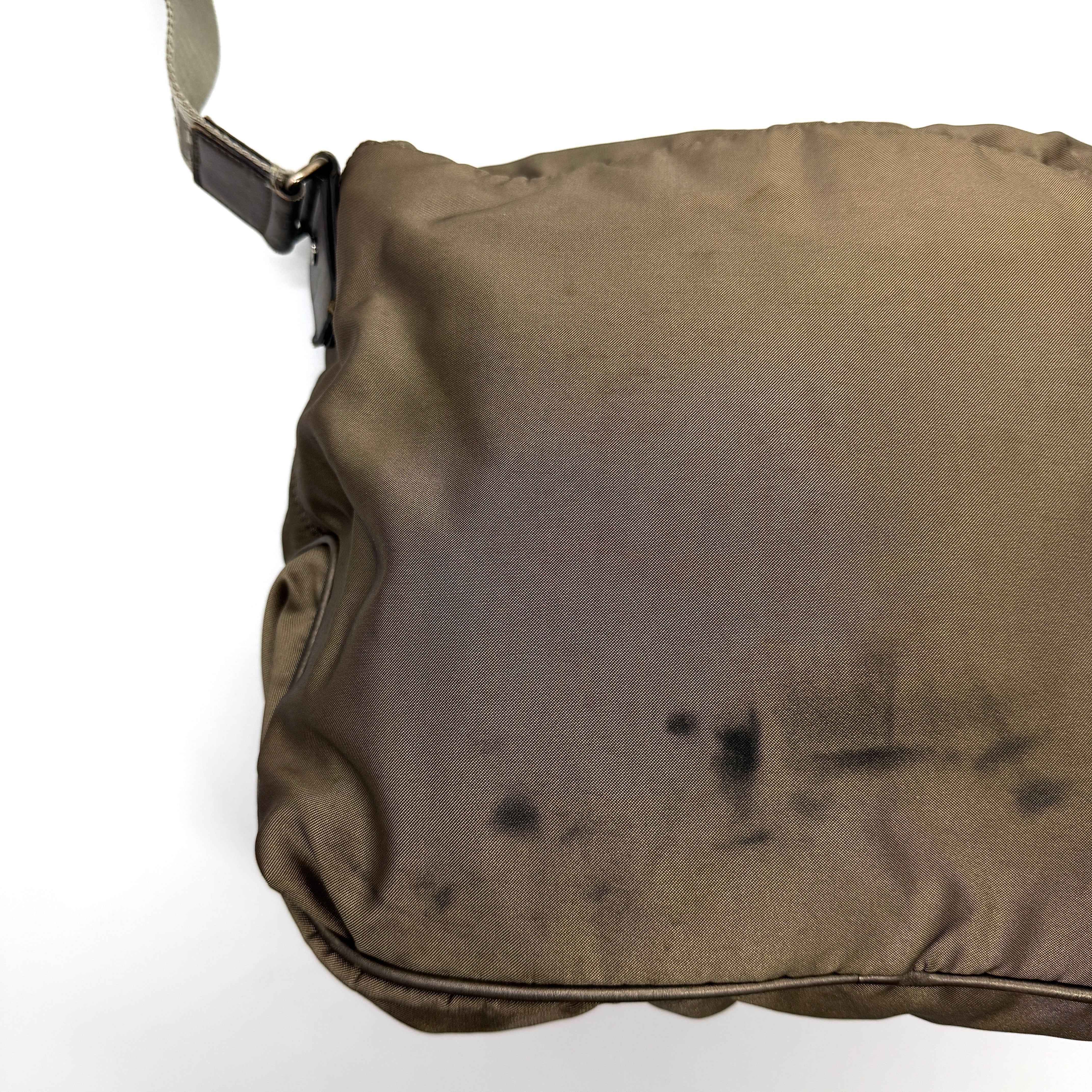 Salvatore Ferragamo Nylon Messenger Crossbody Bag Brown