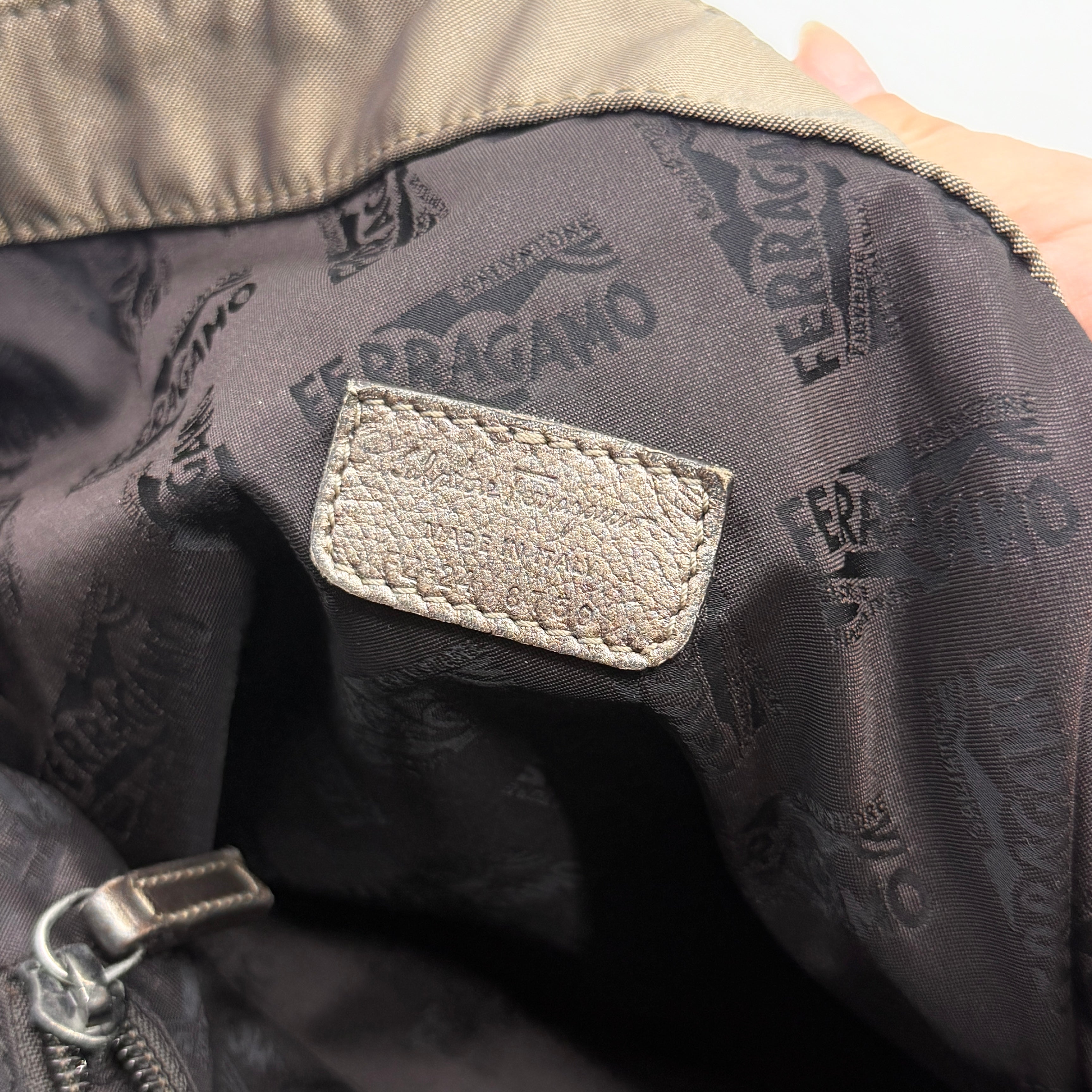 Salvatore Ferragamo Nylon Messenger Crossbody Bag Brown