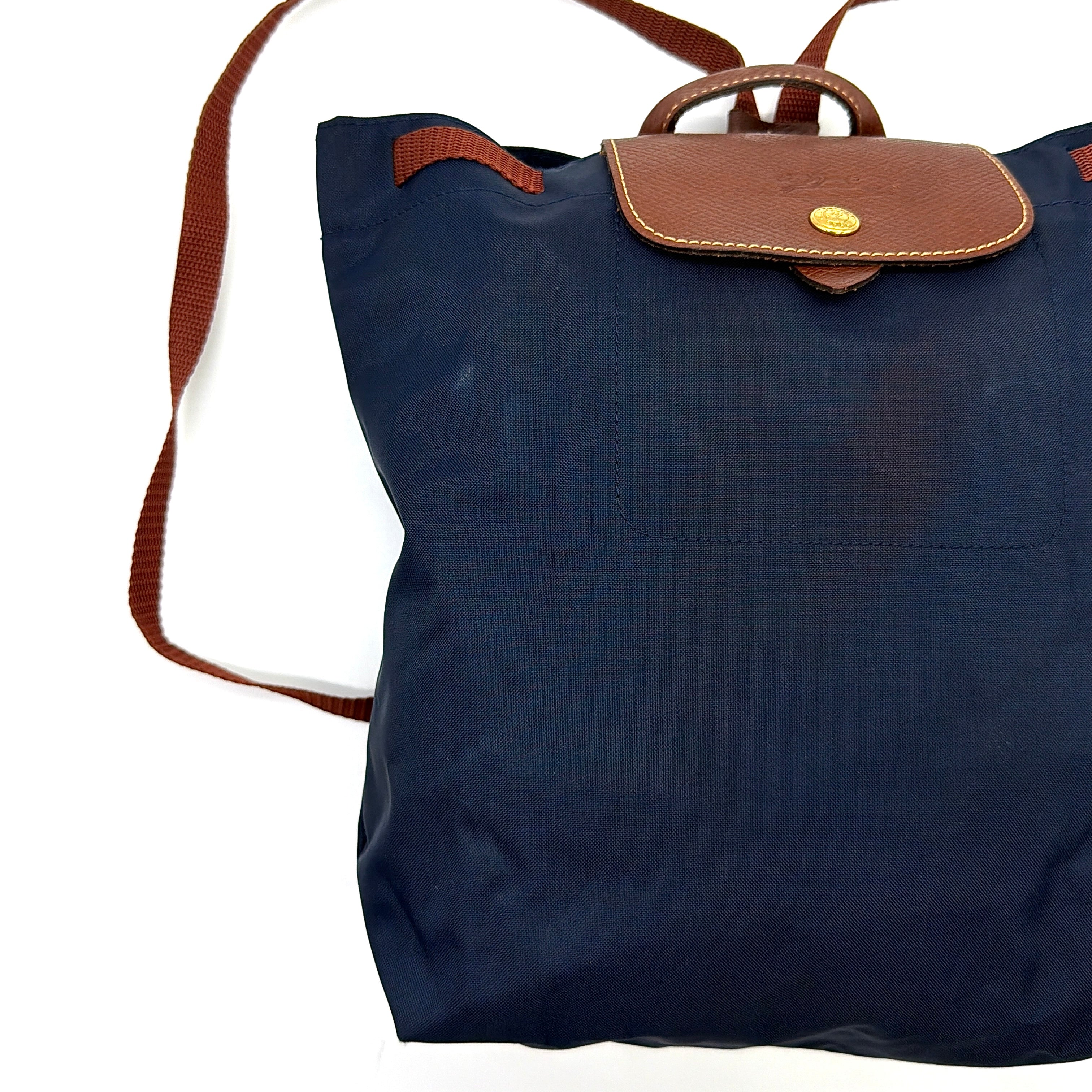 Longchamp Le Pliage Original Backpack Blue/Brown (Foldable)