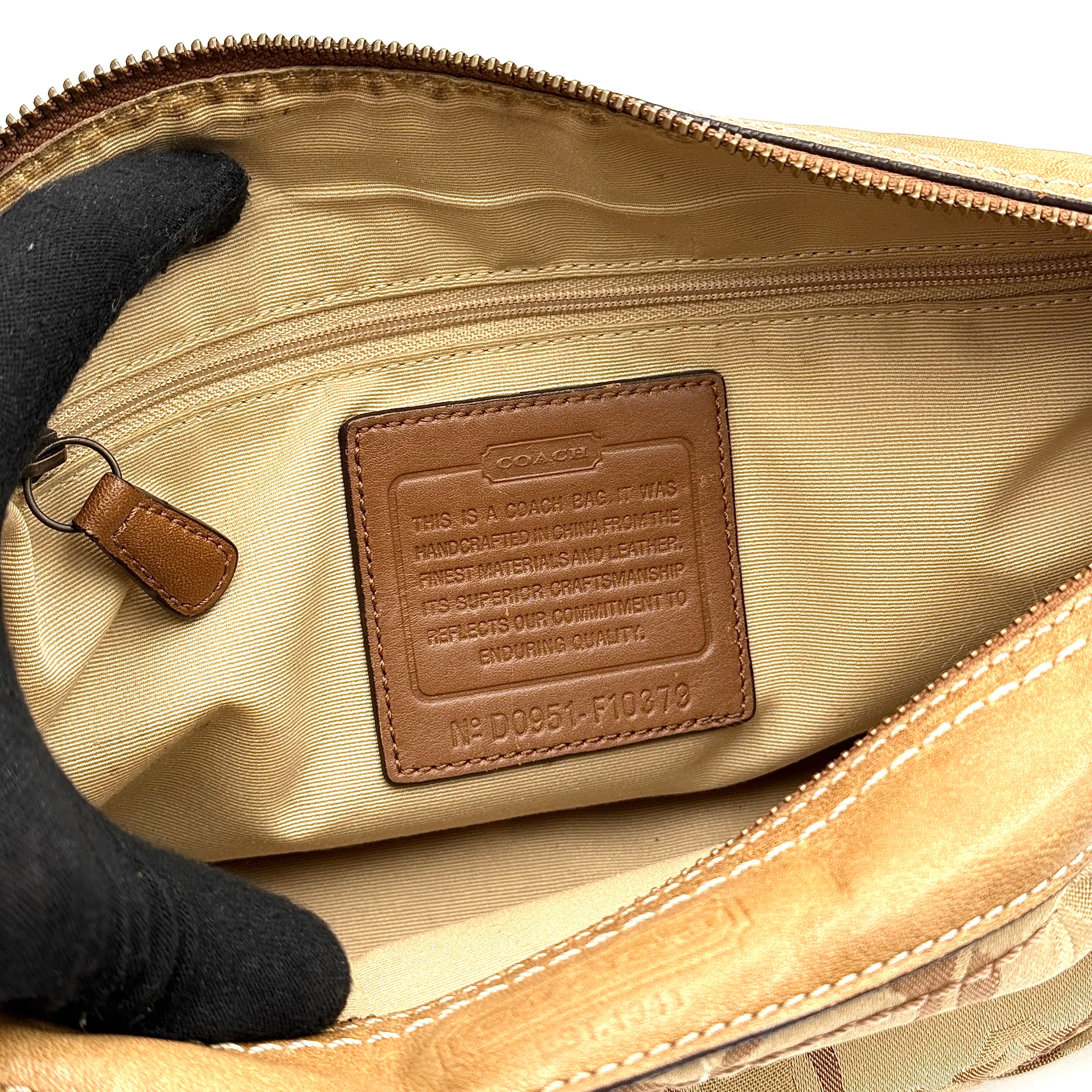 Coach 2Way Signature Canvas Shoulder Bag Beige/Brown