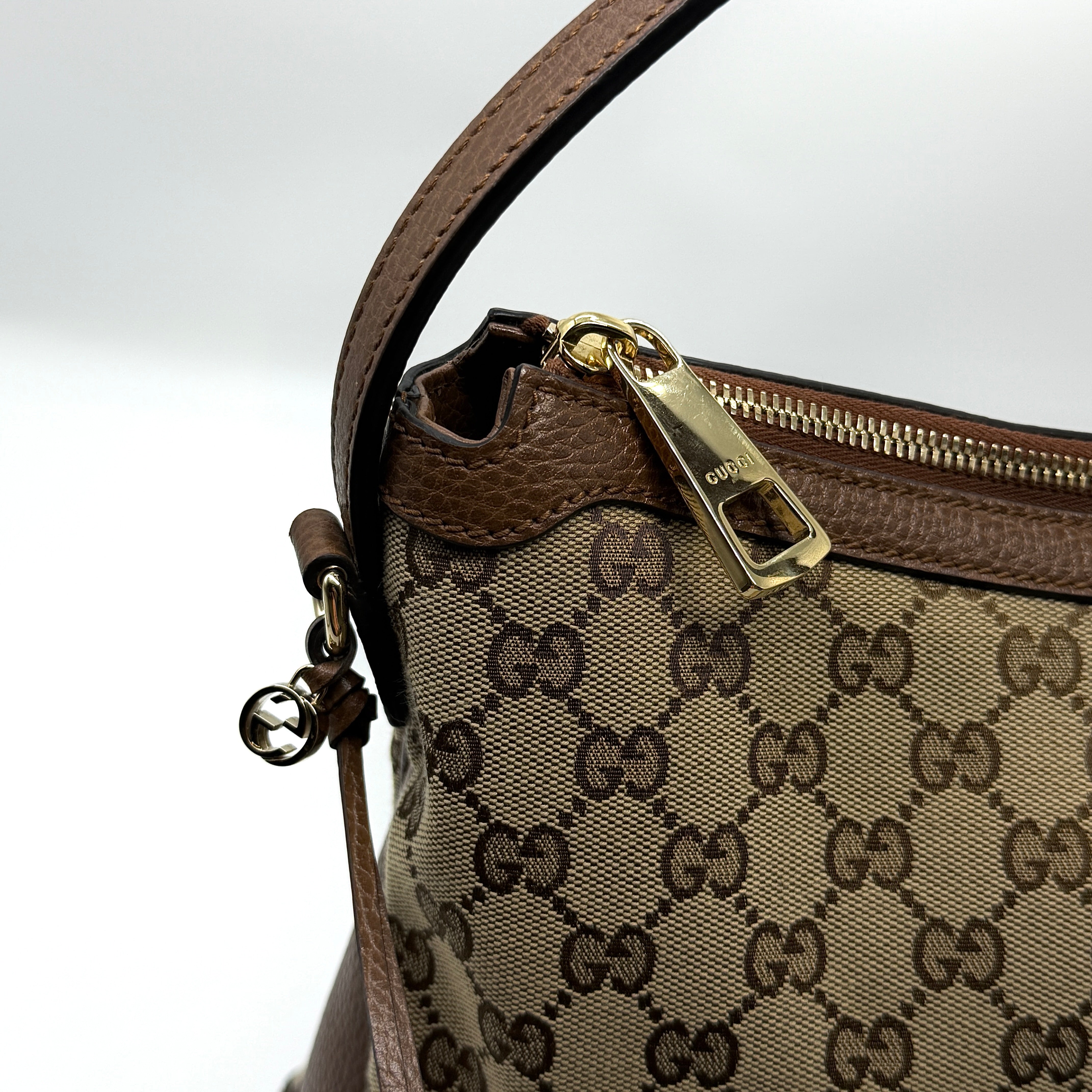 Gucci GG Monogram Bree Hobo Shoulder Bag Brown
