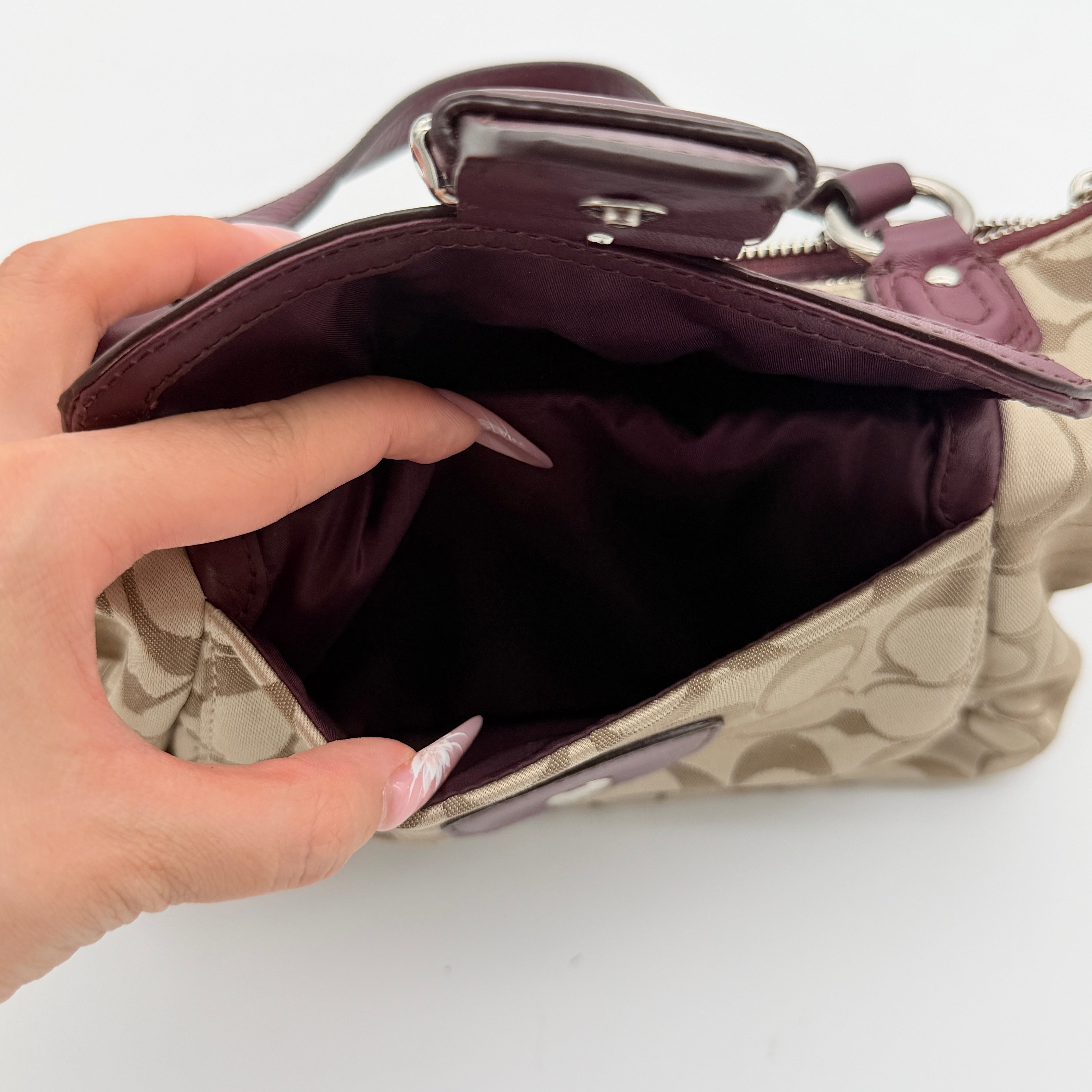Coach 2Way Y2K Soho Shoulder Bag Dark Purple/Beige