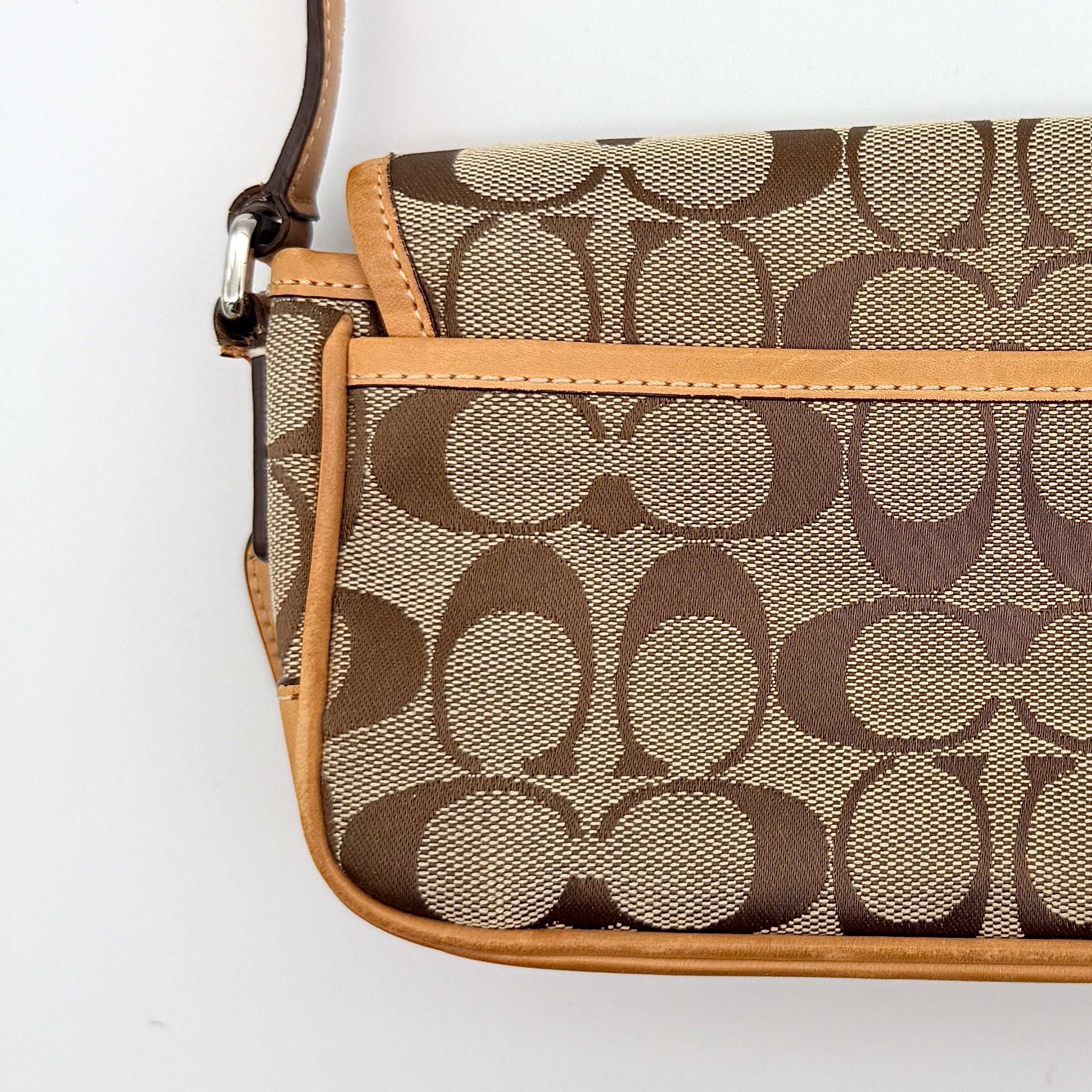 Coach Signature Mini Buckle Crossbody Bag Beige/Tan