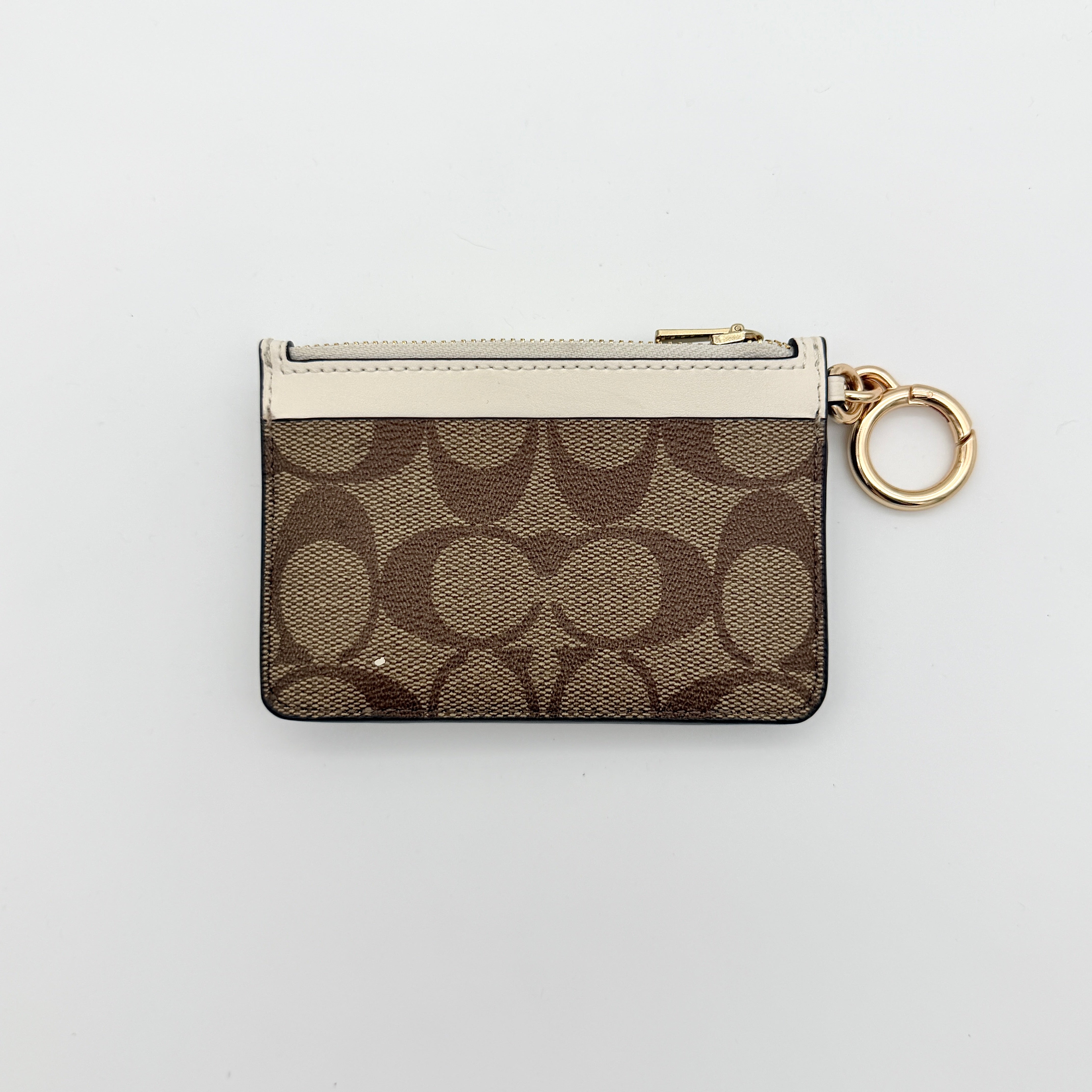 Coach Signature Attachment Card Case Beige/Chalk
