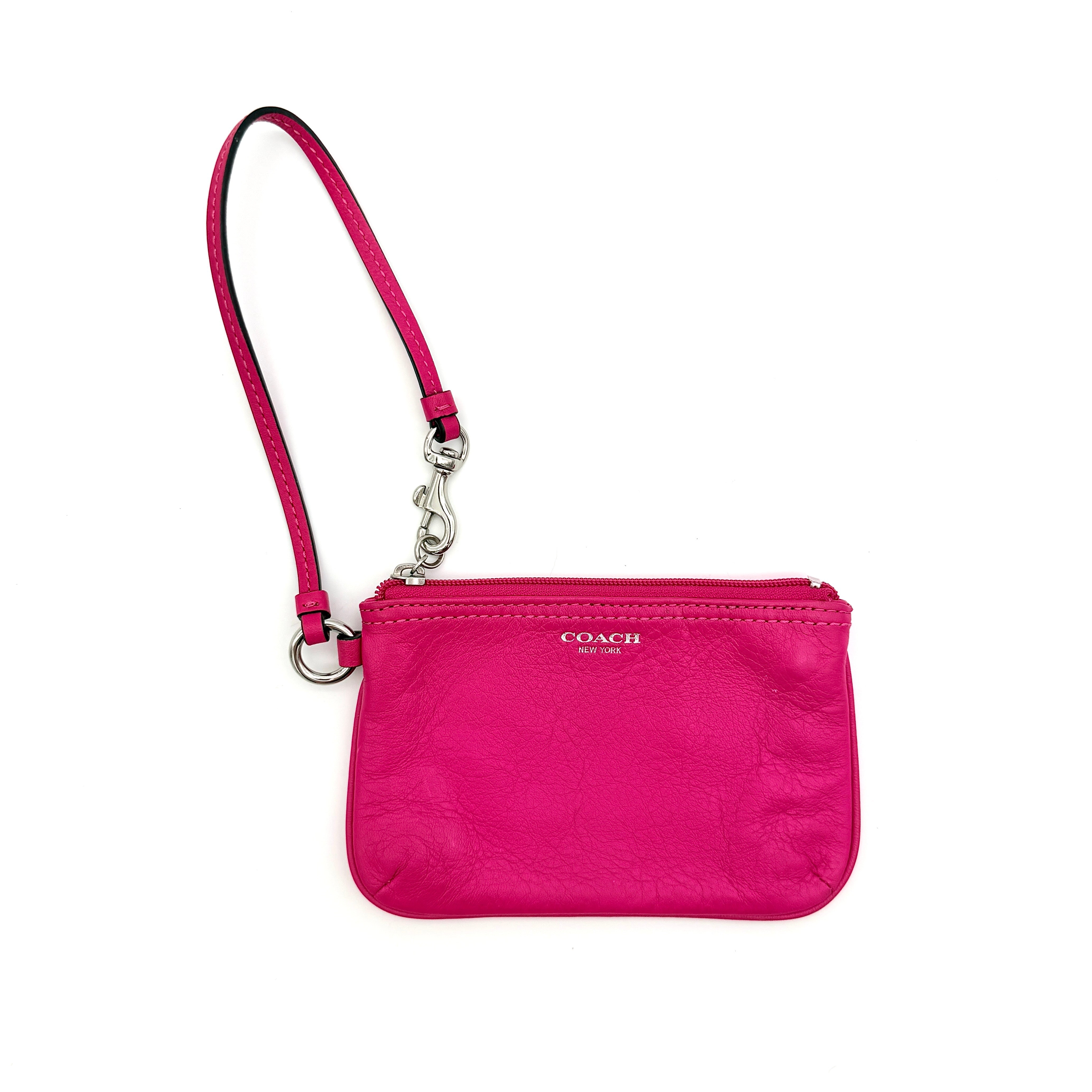 Coach Leather Wristlet Fuchsia Pink