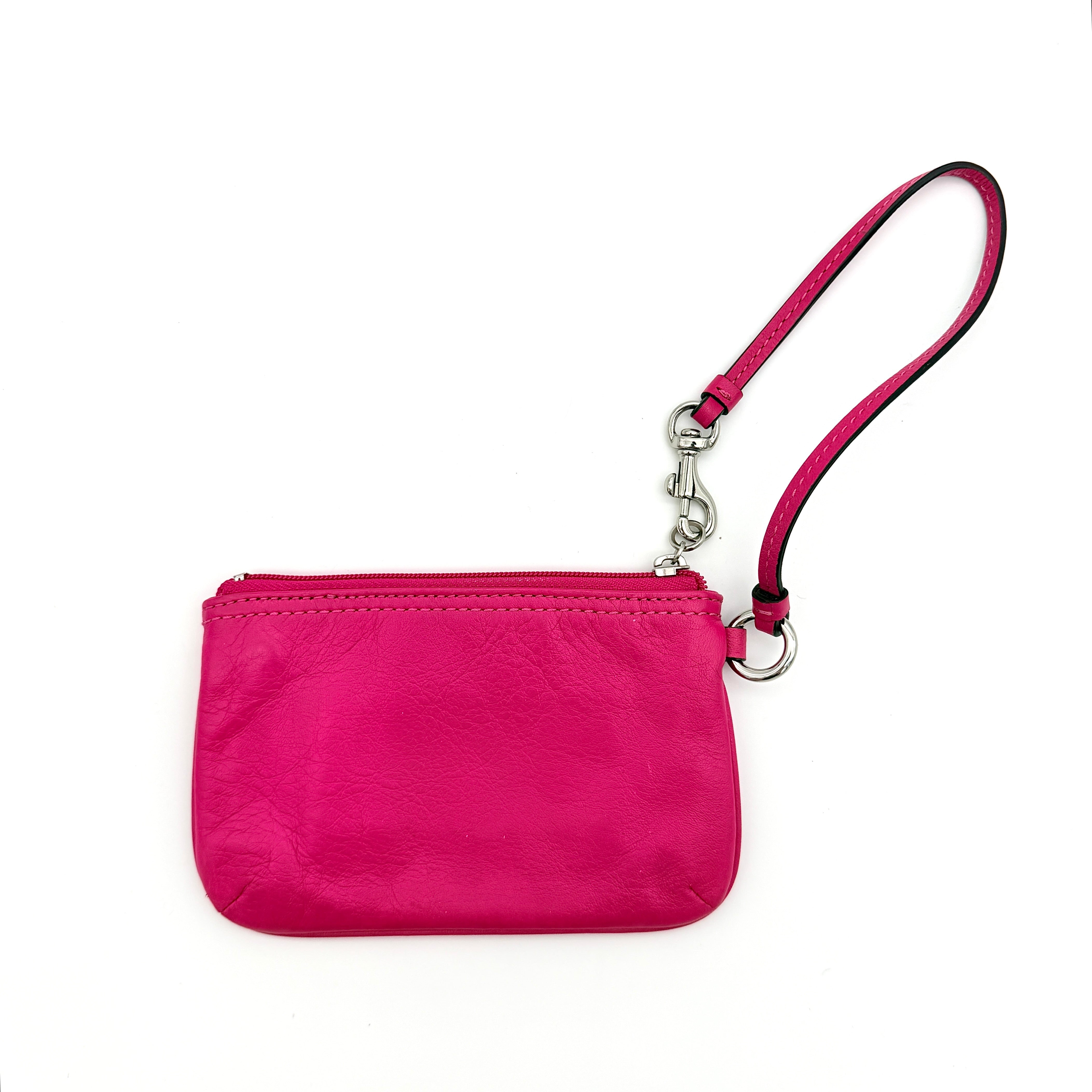 Coach Leather Wristlet Fuchsia Pink