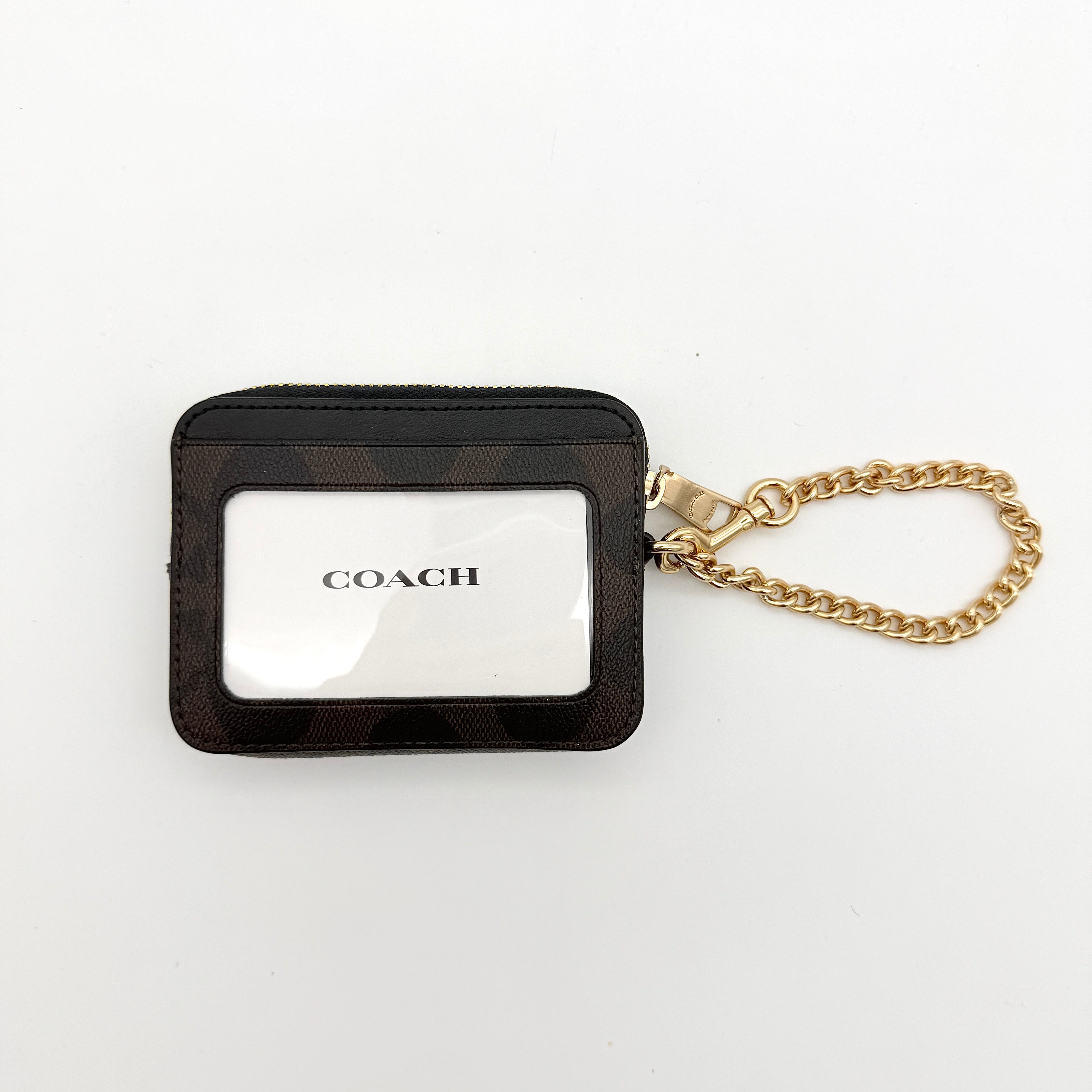 Coach Signature Zip Card Case Beige/Black
