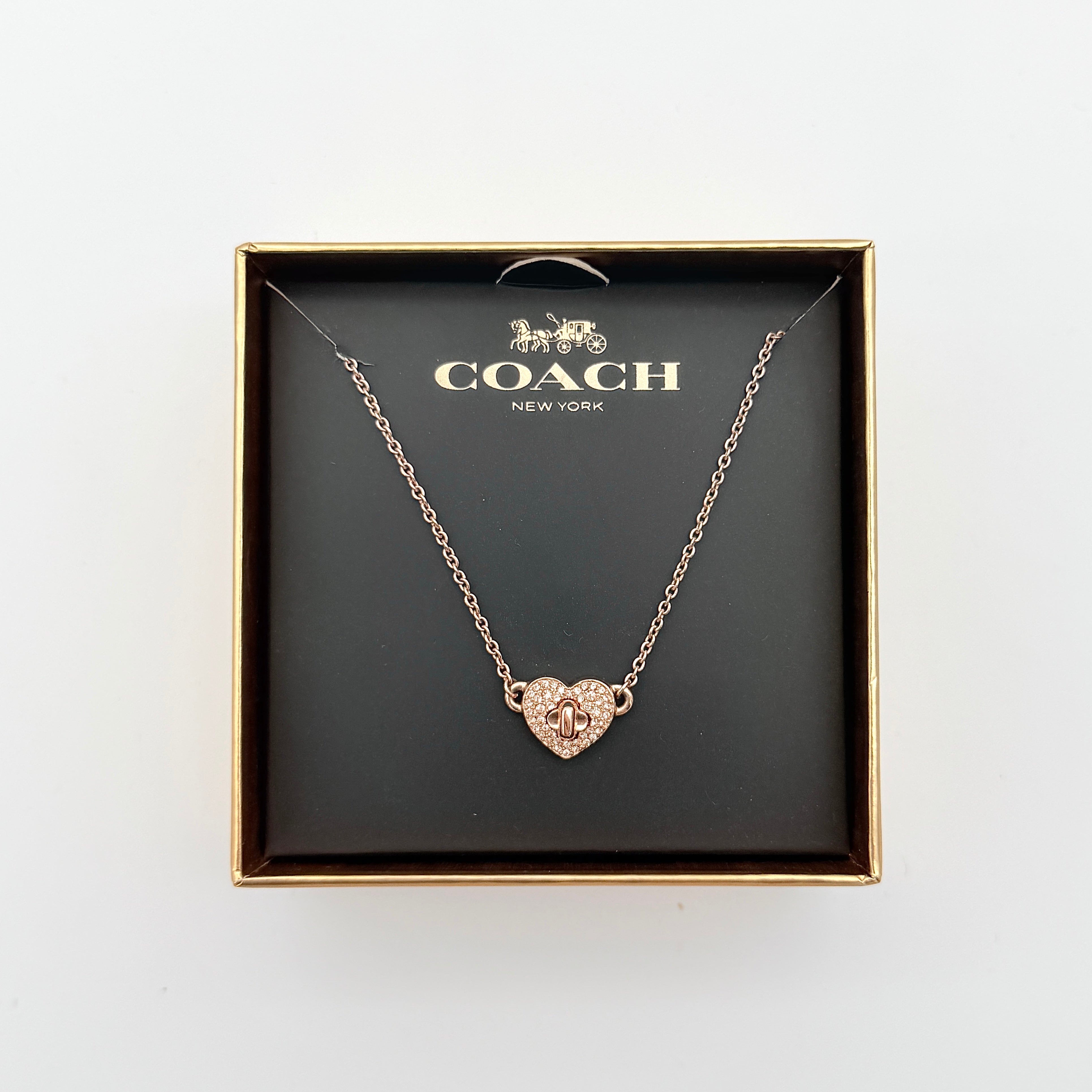 Coach Twinkling Heart Necklace Rose Gold