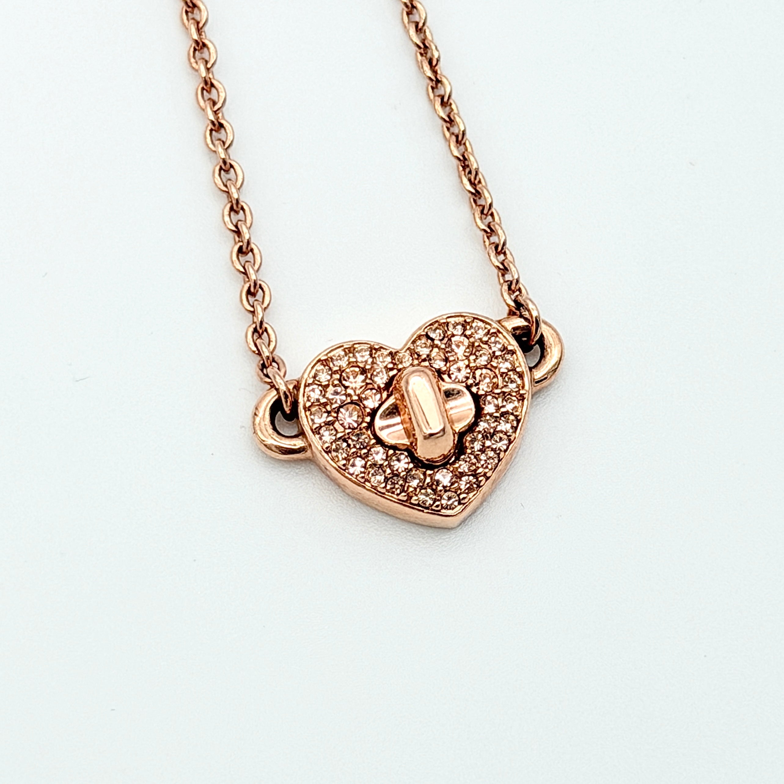 Coach Twinkling Heart Necklace Rose Gold