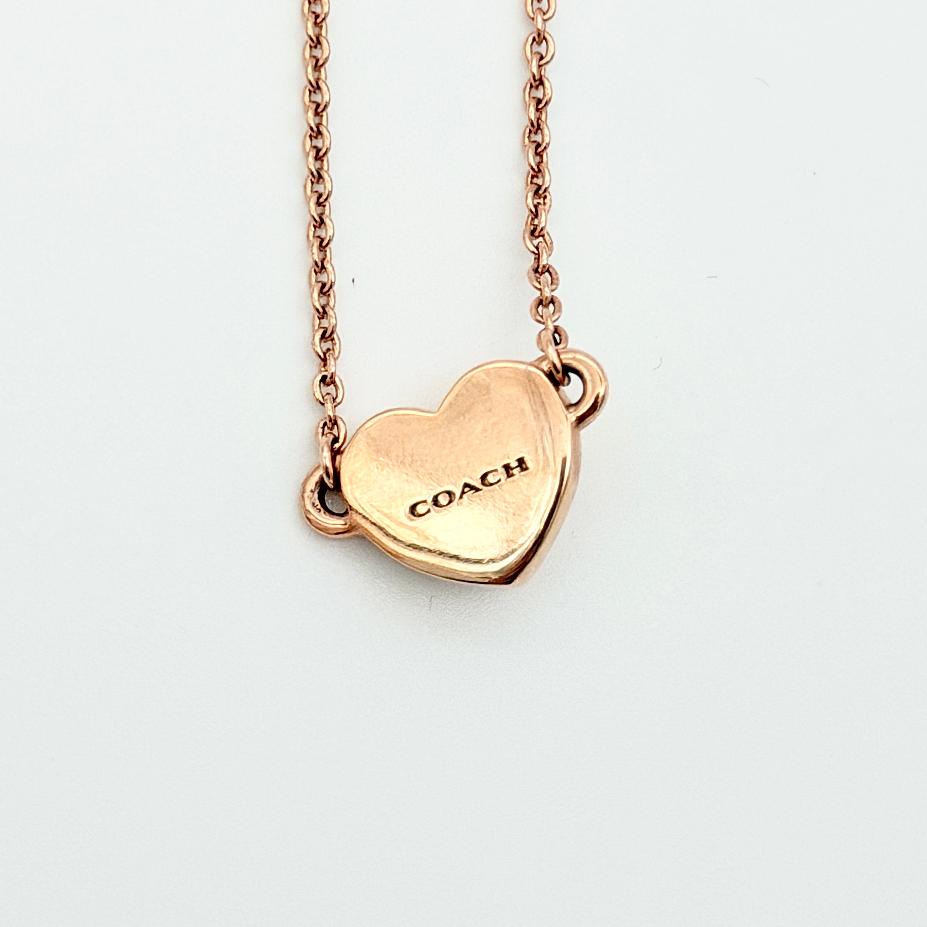 Coach Twinkling Heart Necklace Rose Gold
