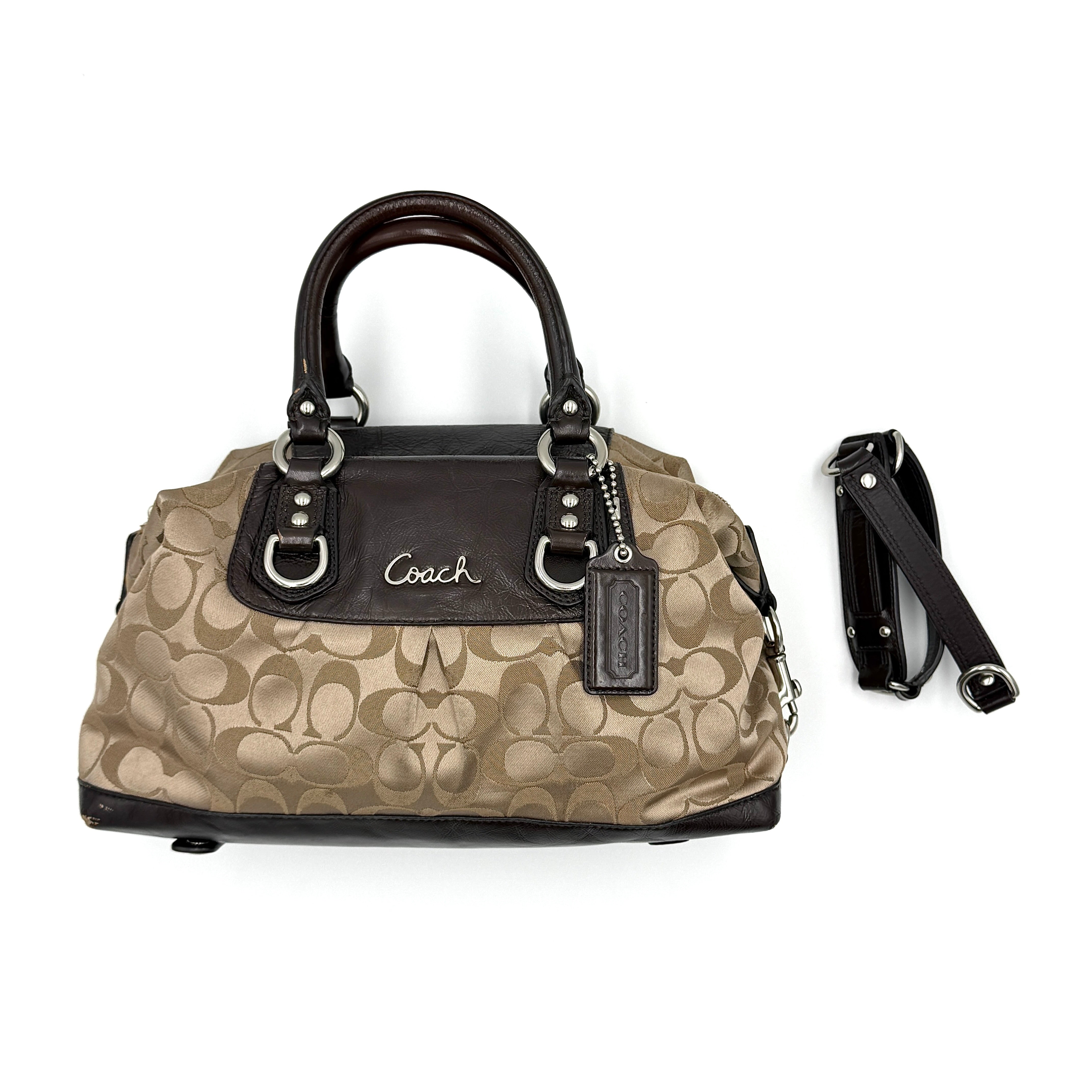 Coach 2Way Signature Ashley Sateen Handbag Brown/Beige