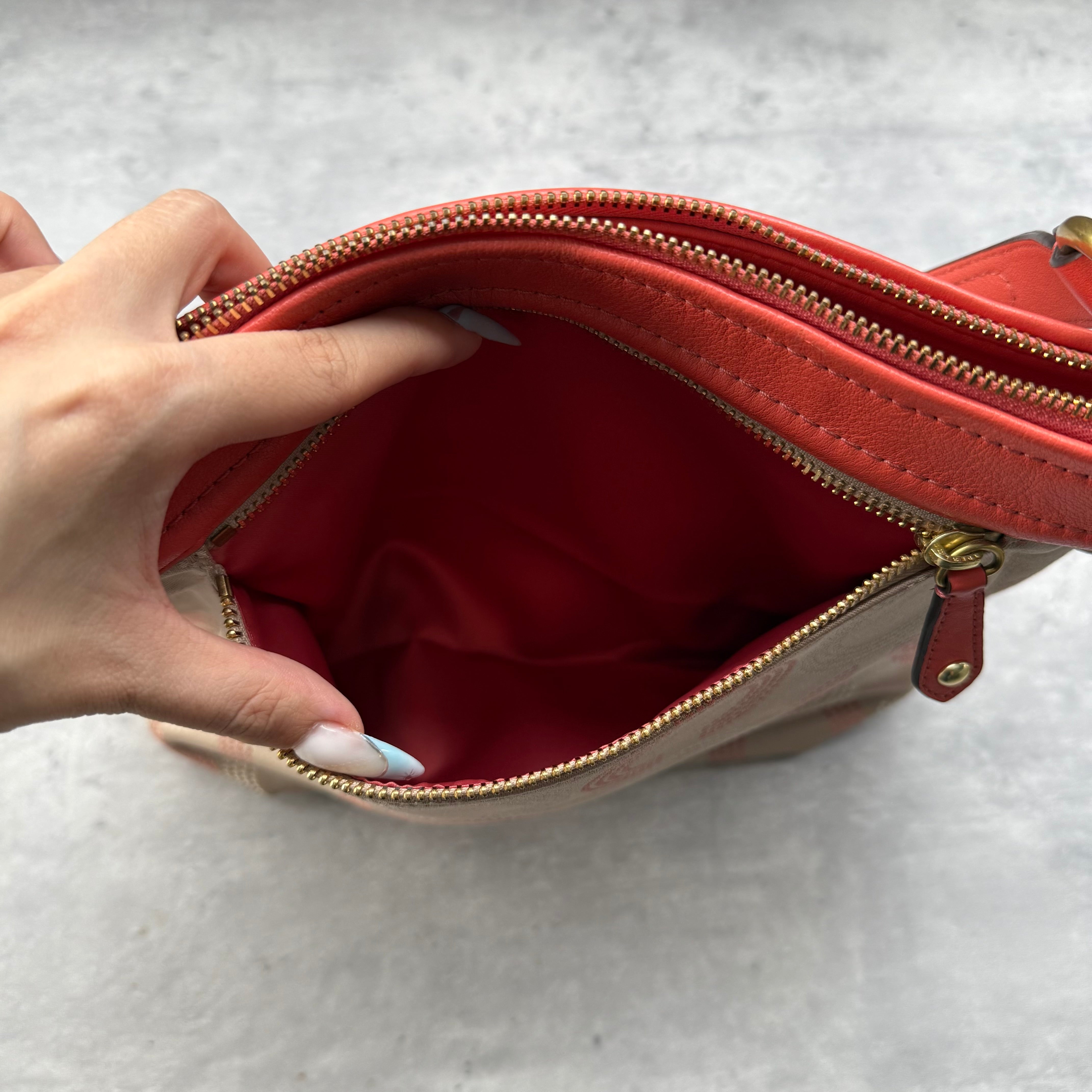 Coach Ashley Dotted Op Art Hippie Handbag Beige/Pink