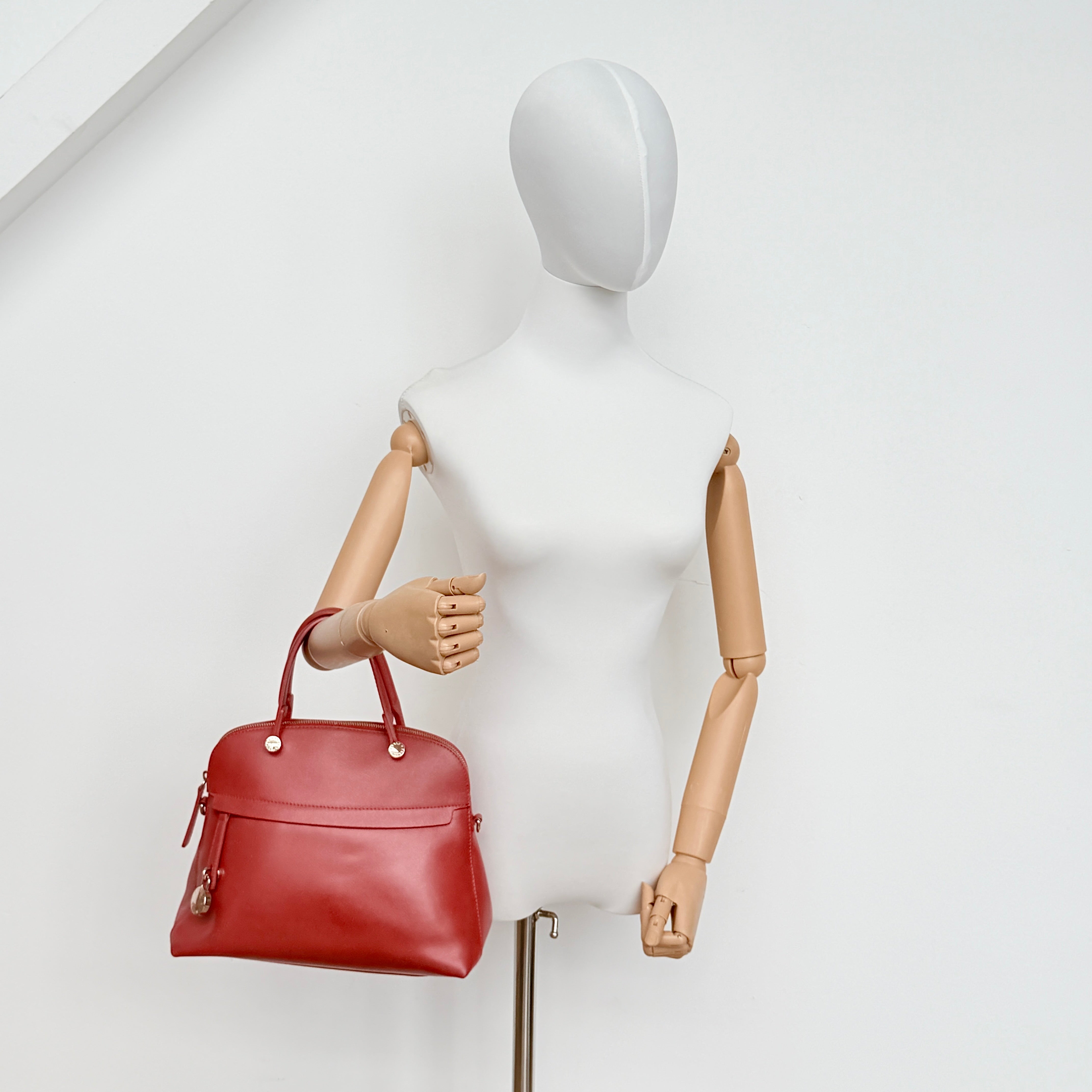 Furla 2Way Piper Dome Satchel Handbag Red