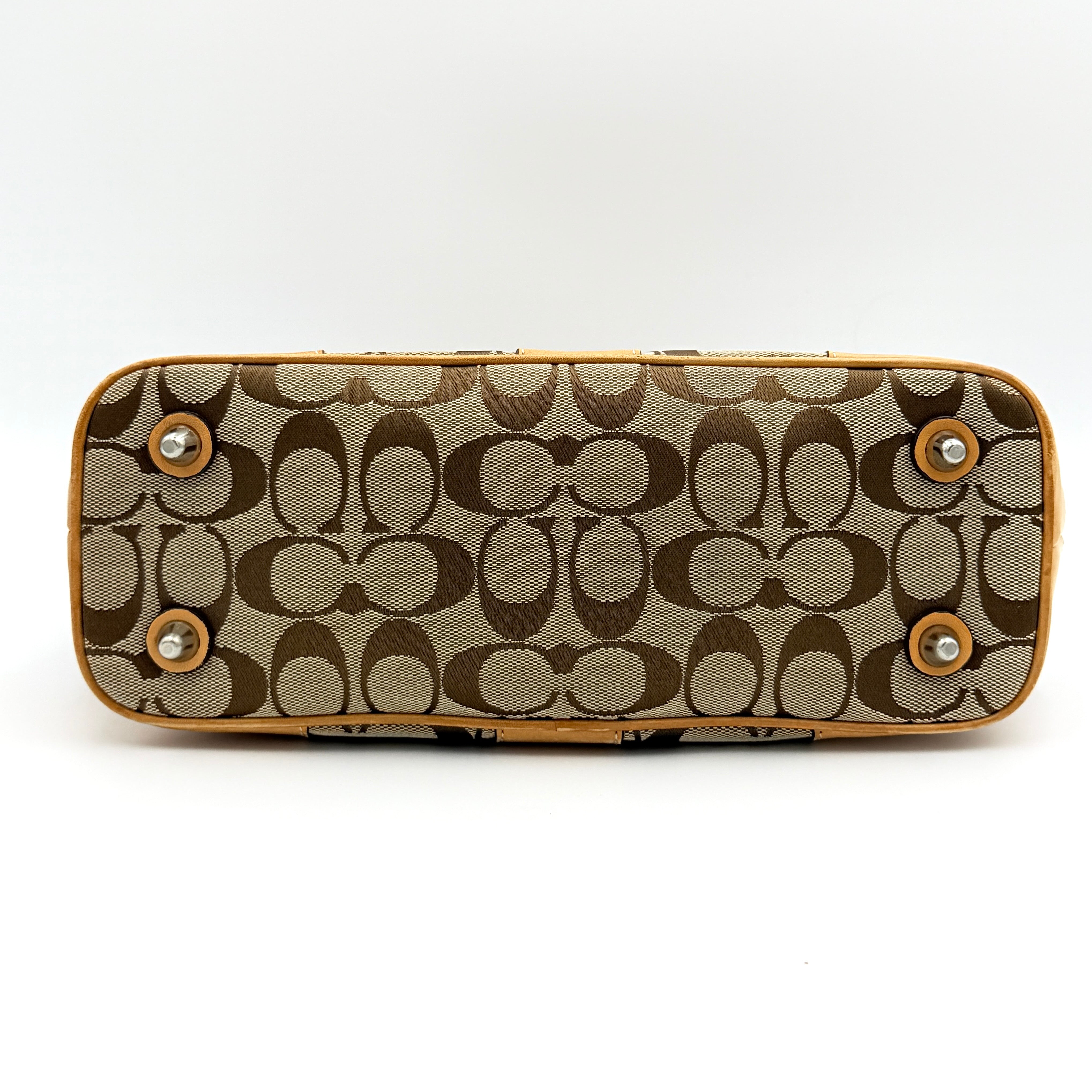 Coach Signature Stripe Carryall Handbag Beige/Tan