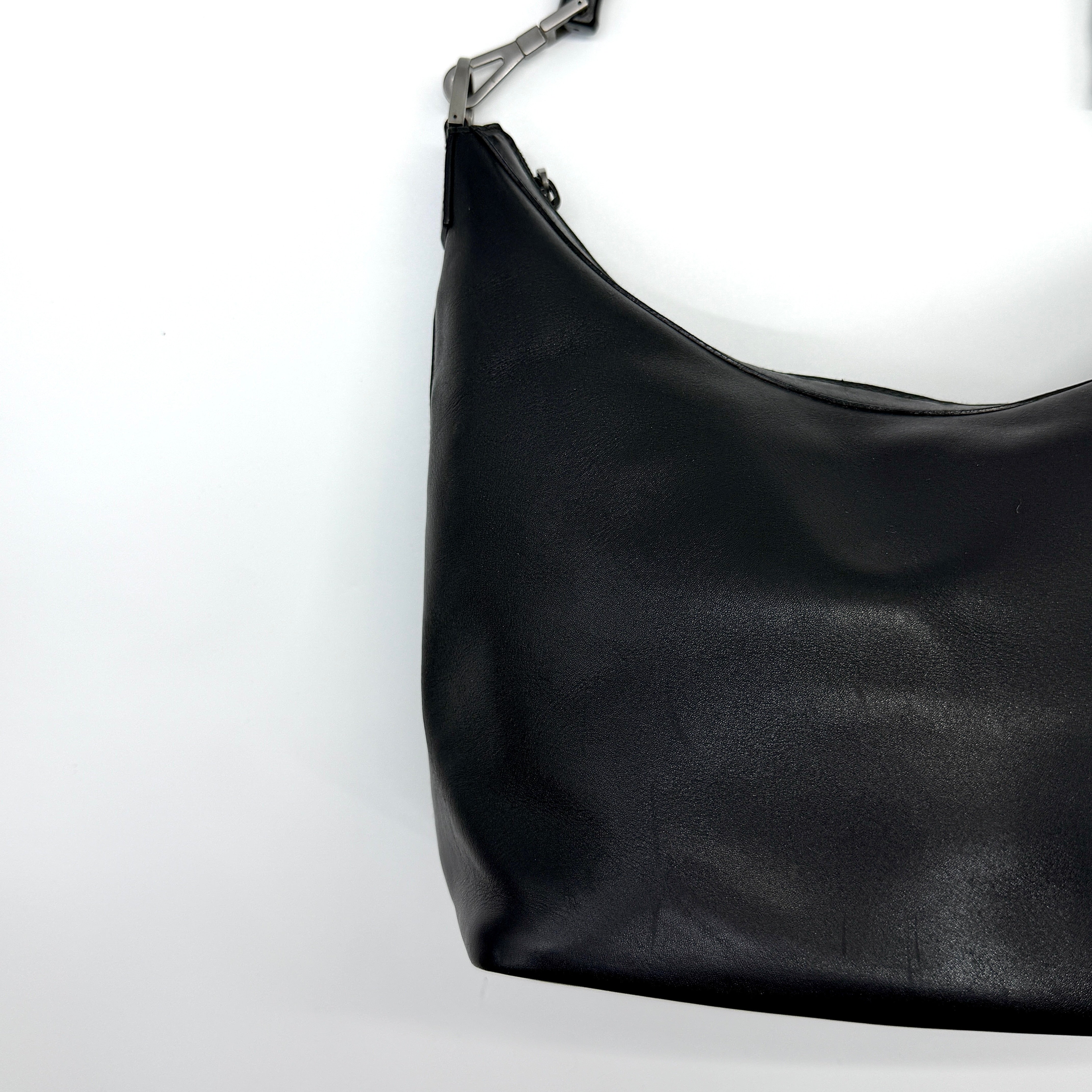 Gucci Hobo Leather Bamboo Shoulder Bag Black