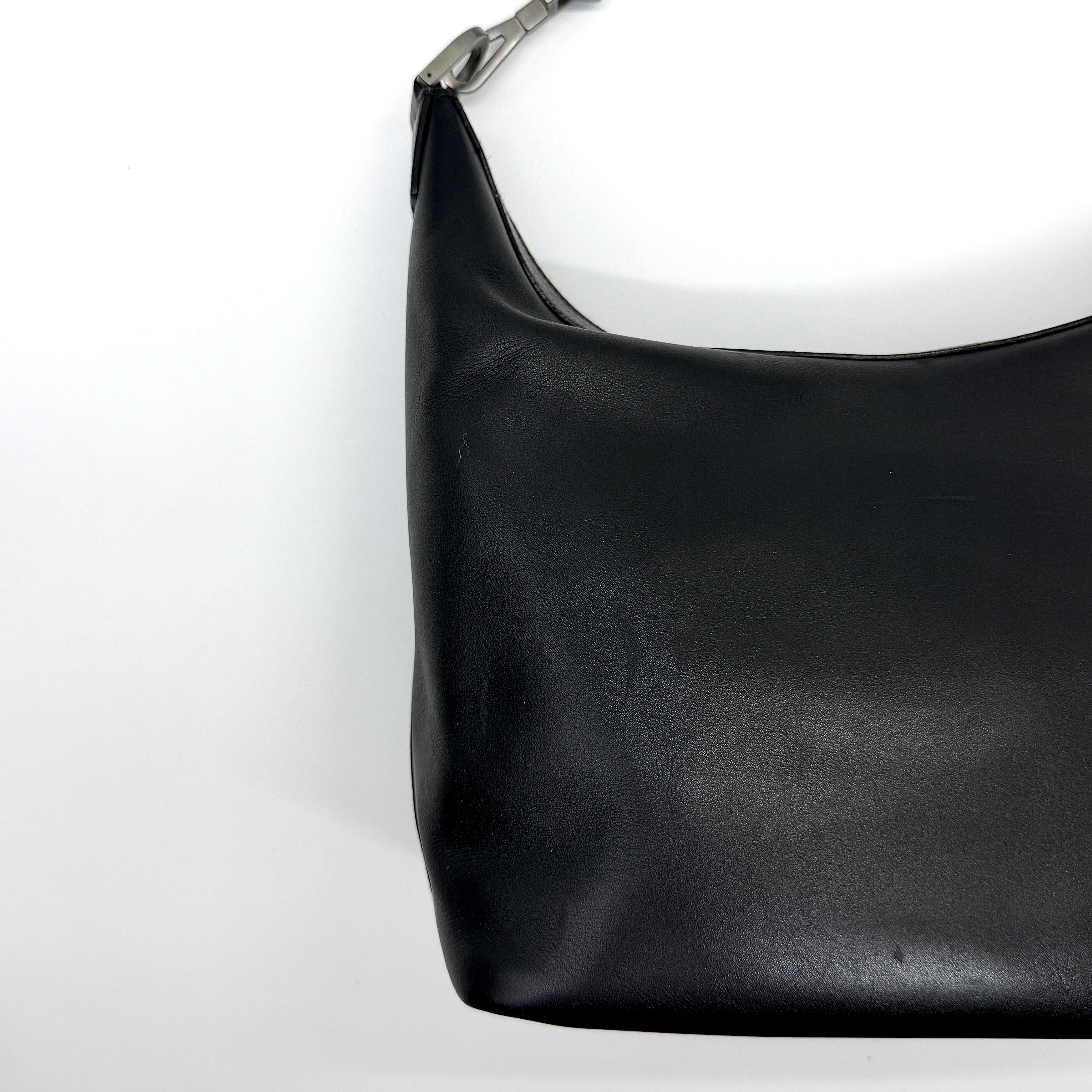 Gucci Hobo Leather Bamboo Shoulder Bag Black