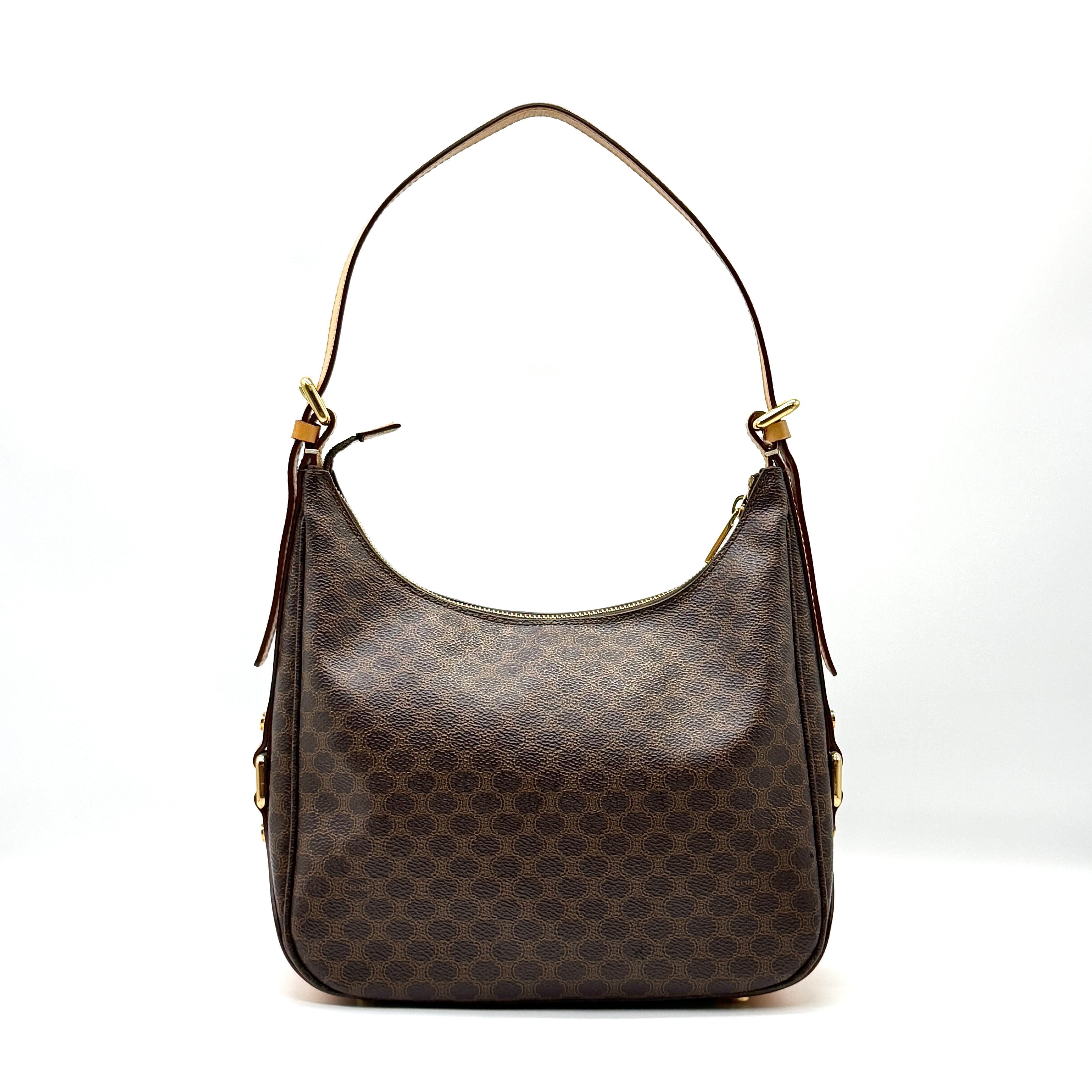 Celine Triomphe Macadam Hobo Shoulder Bag Brown