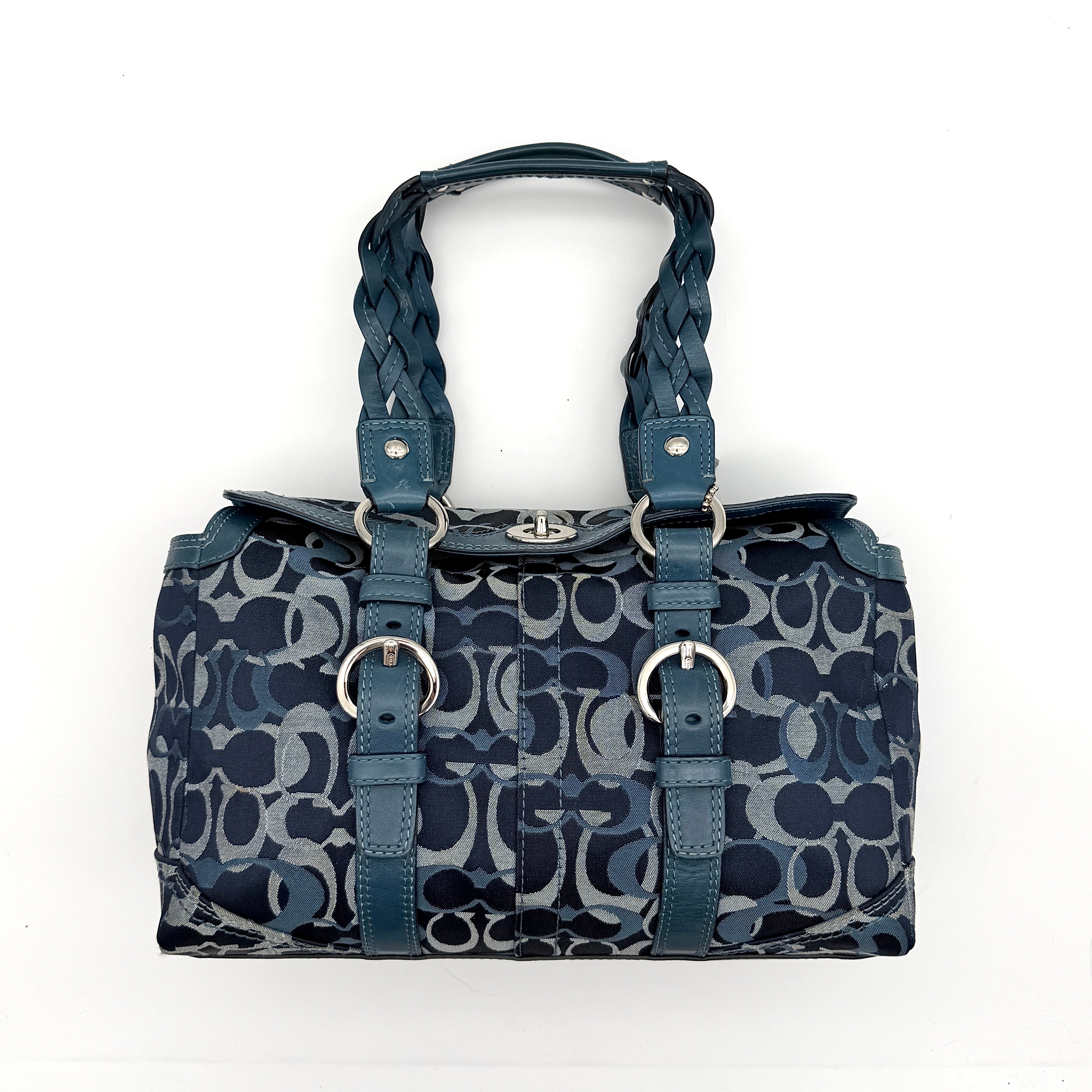 Coach Signature Chelsea Optic Satchel Shoulder Bag Blue