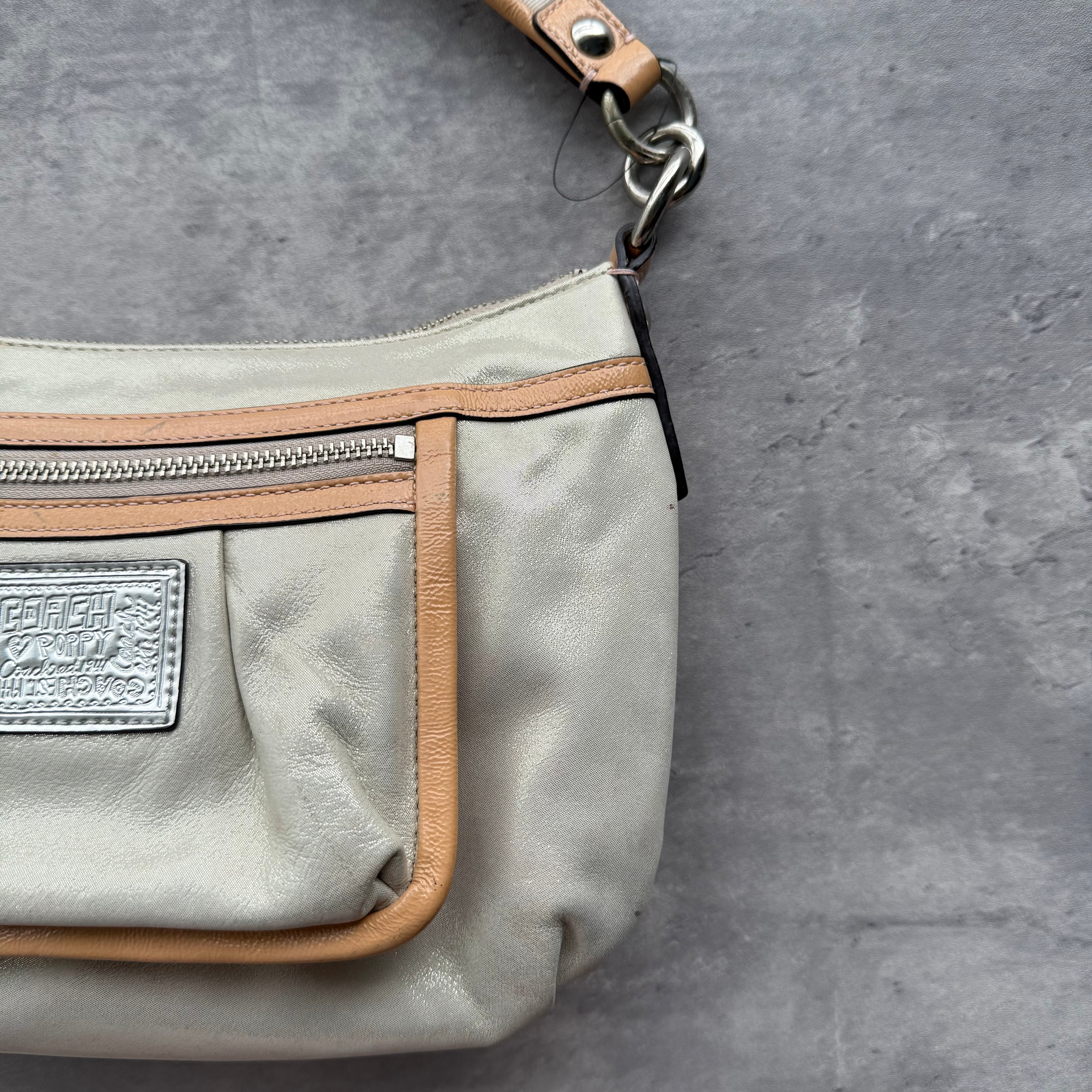 Coach Signature Poppy Shoulder Bag Silver/Tan
