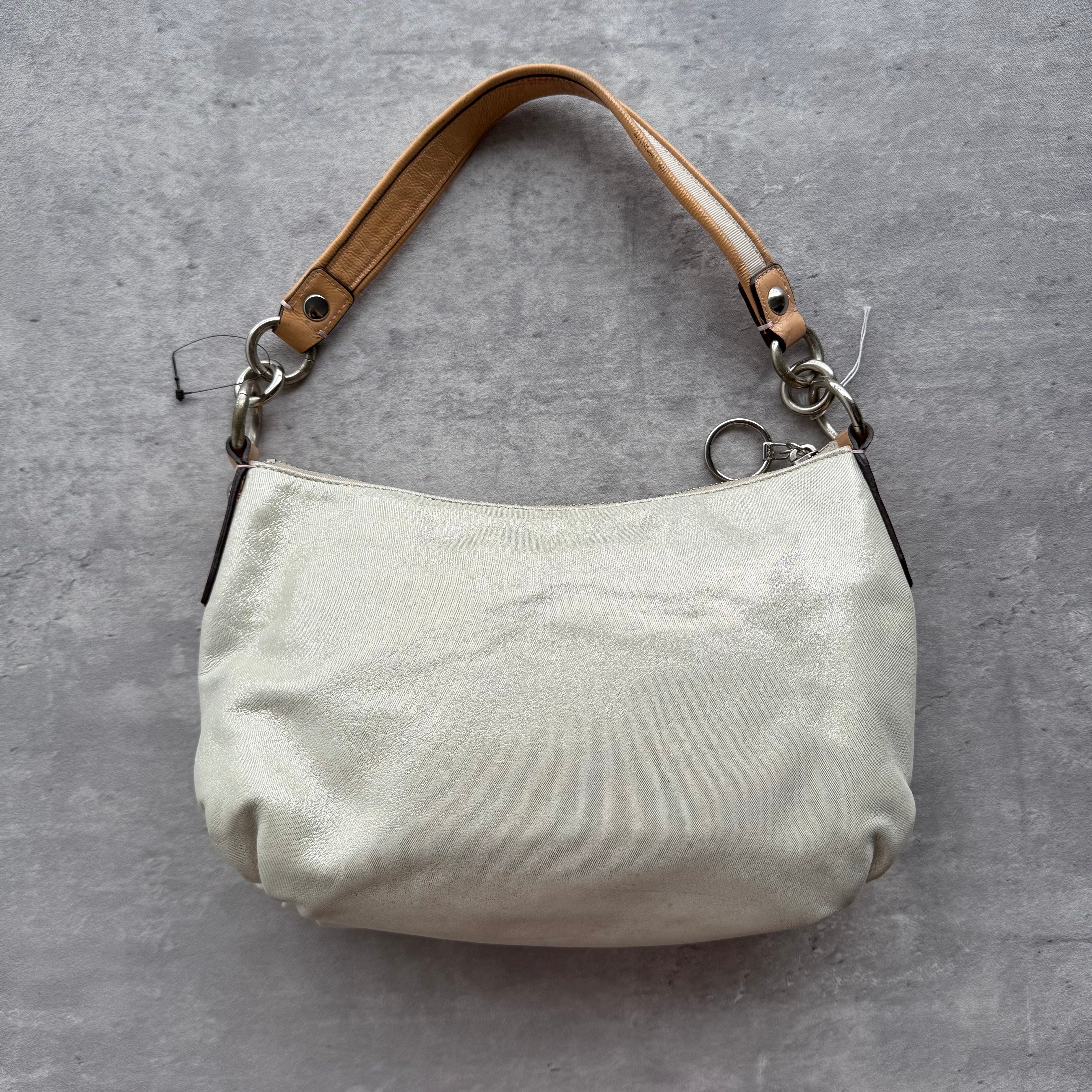 Coach Signature Poppy Shoulder Bag Silver/Tan