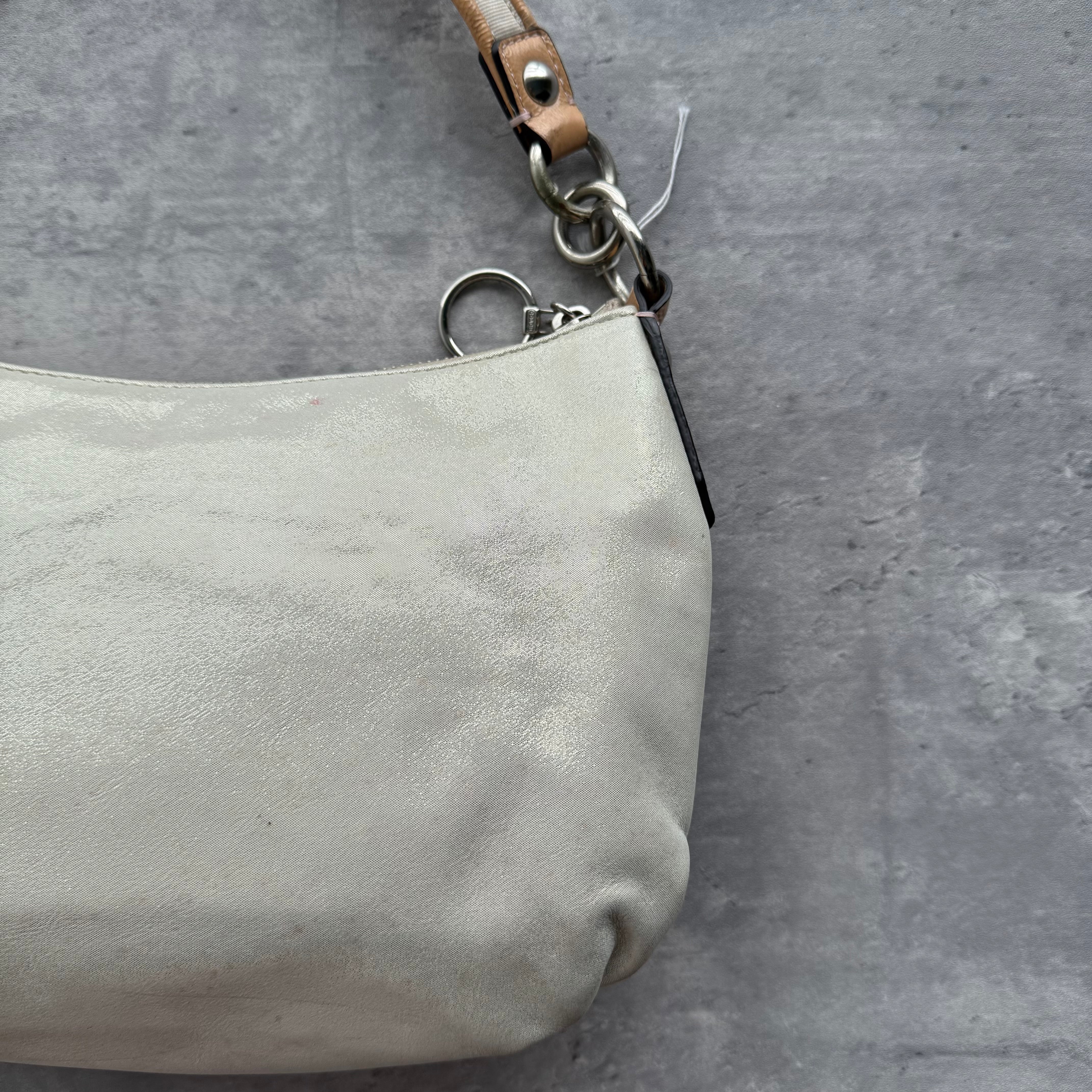 Coach Signature Poppy Shoulder Bag Silver/Tan