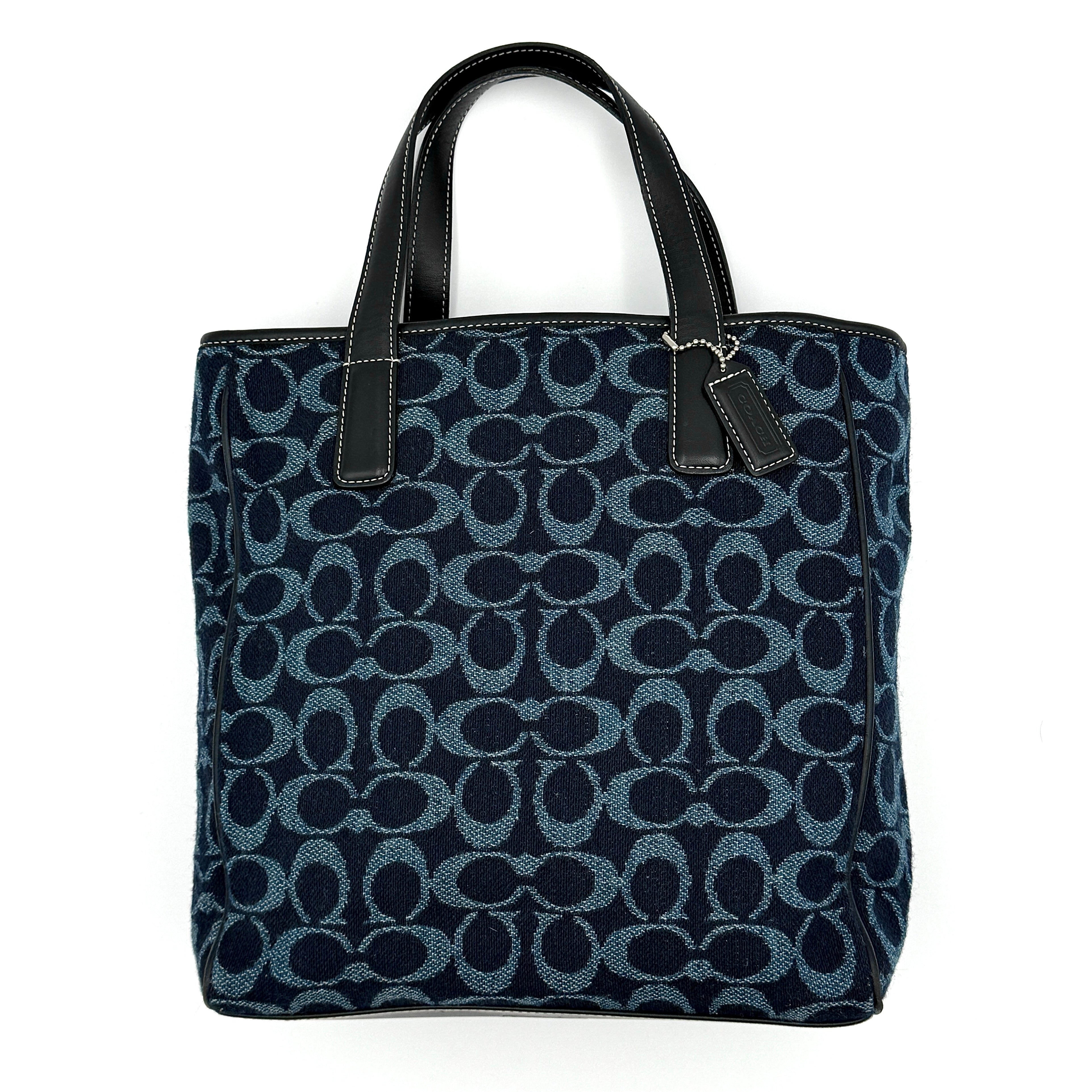 Coach Y2K Denim Wool Tote Bag Blue