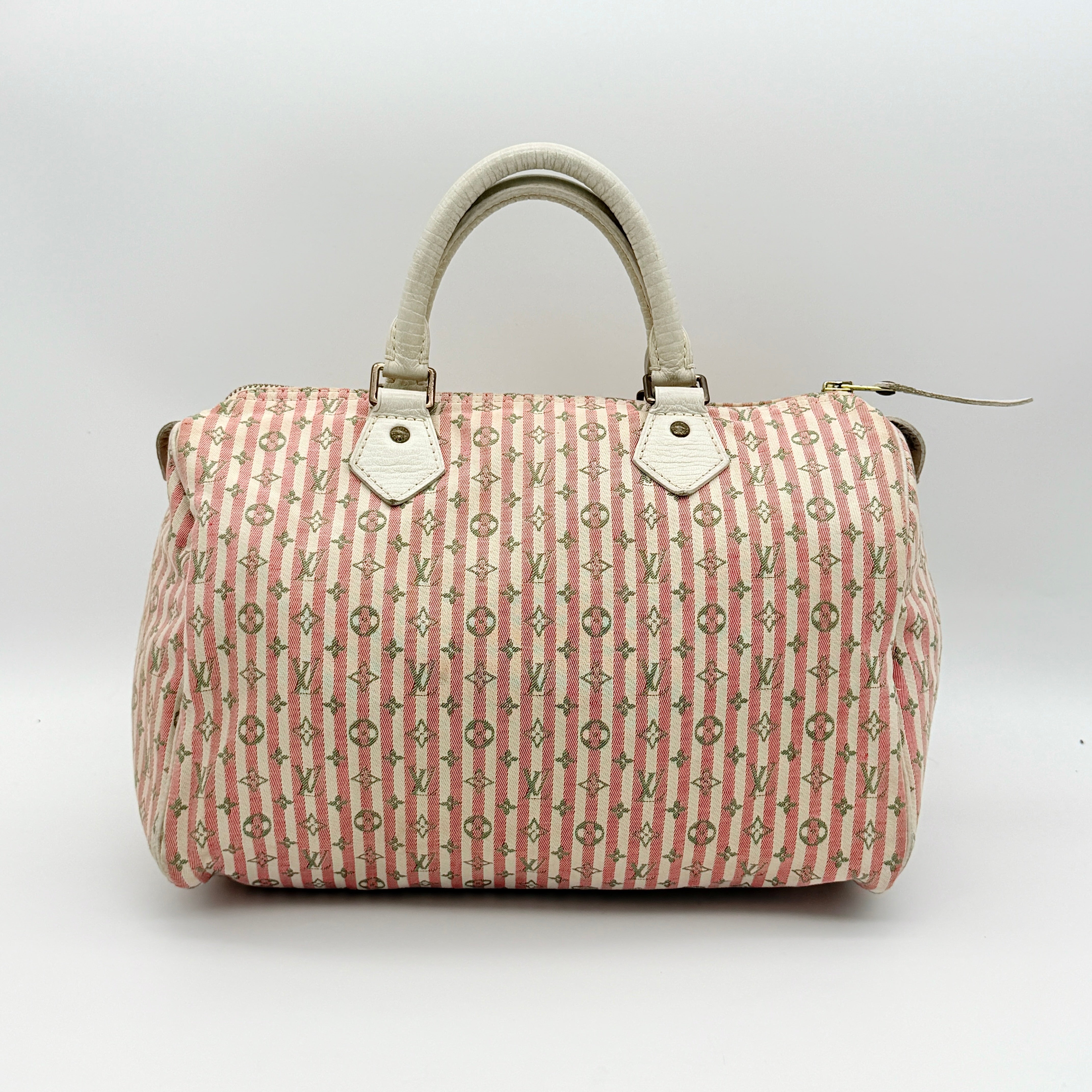 Louis Vuitton Rouge Croisette Mini Lin Monogram Speedy 30 Handbag Pink