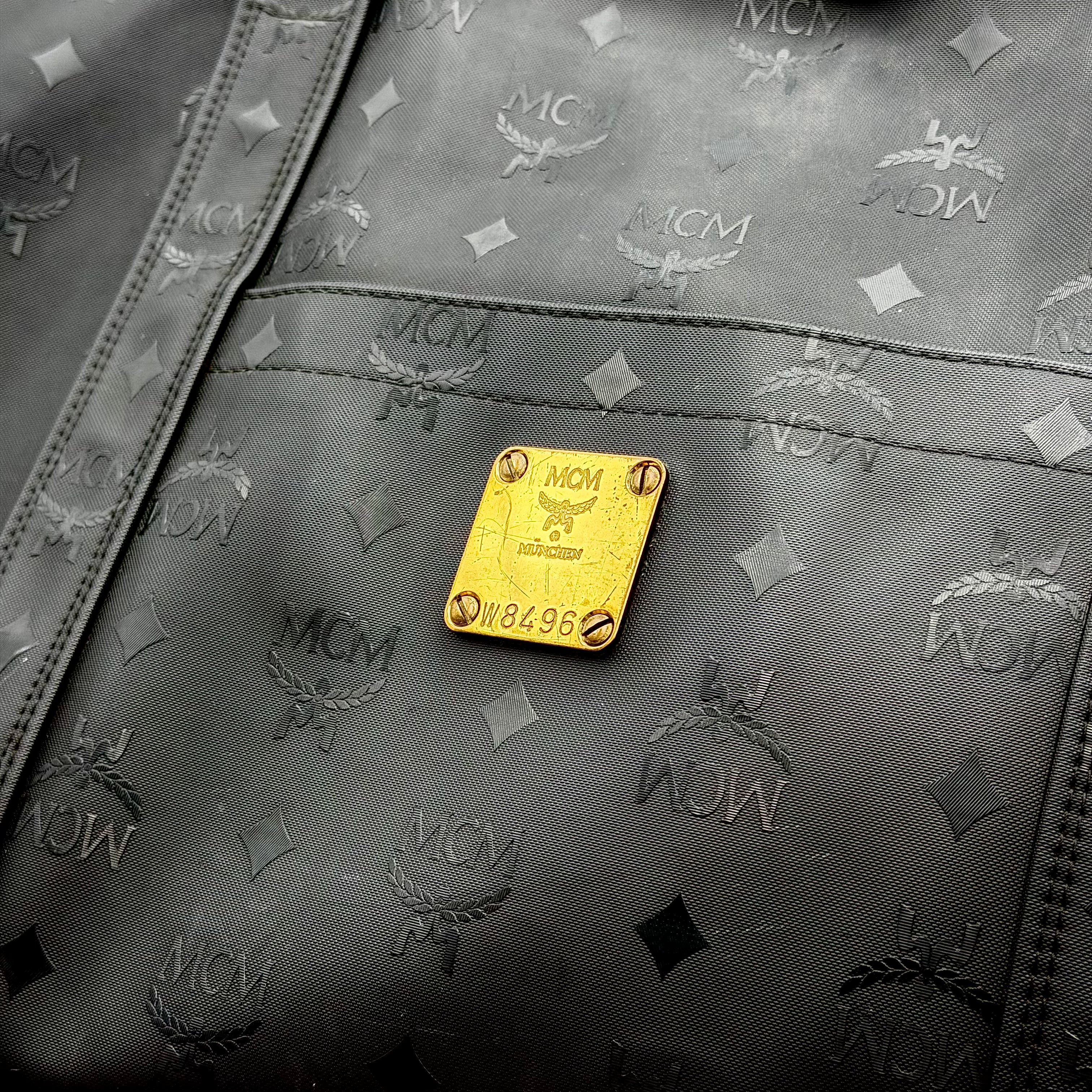 MCM Visetos Monogram Nylon Tote Bag Black