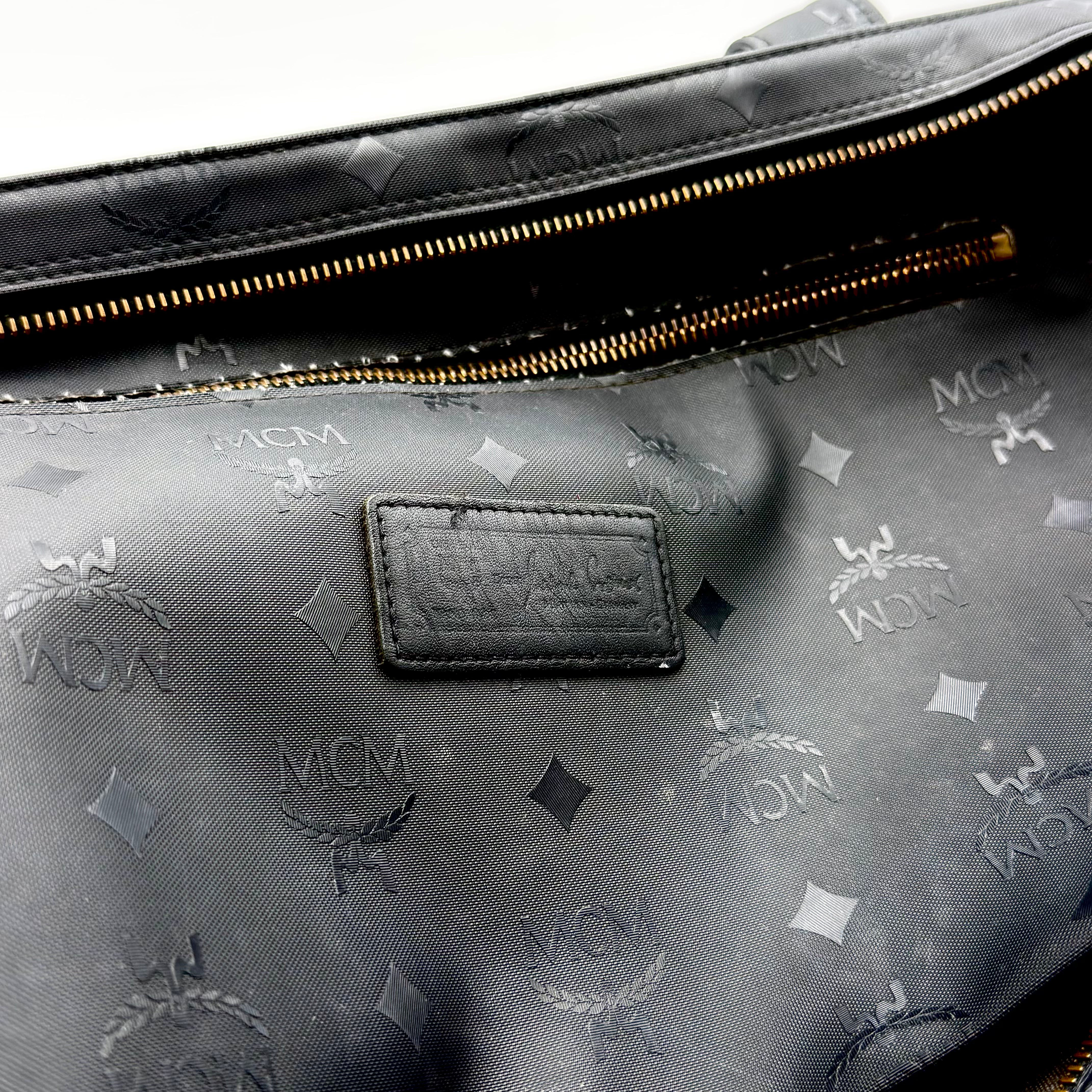 MCM Visetos Monogram Nylon Tote Bag Black