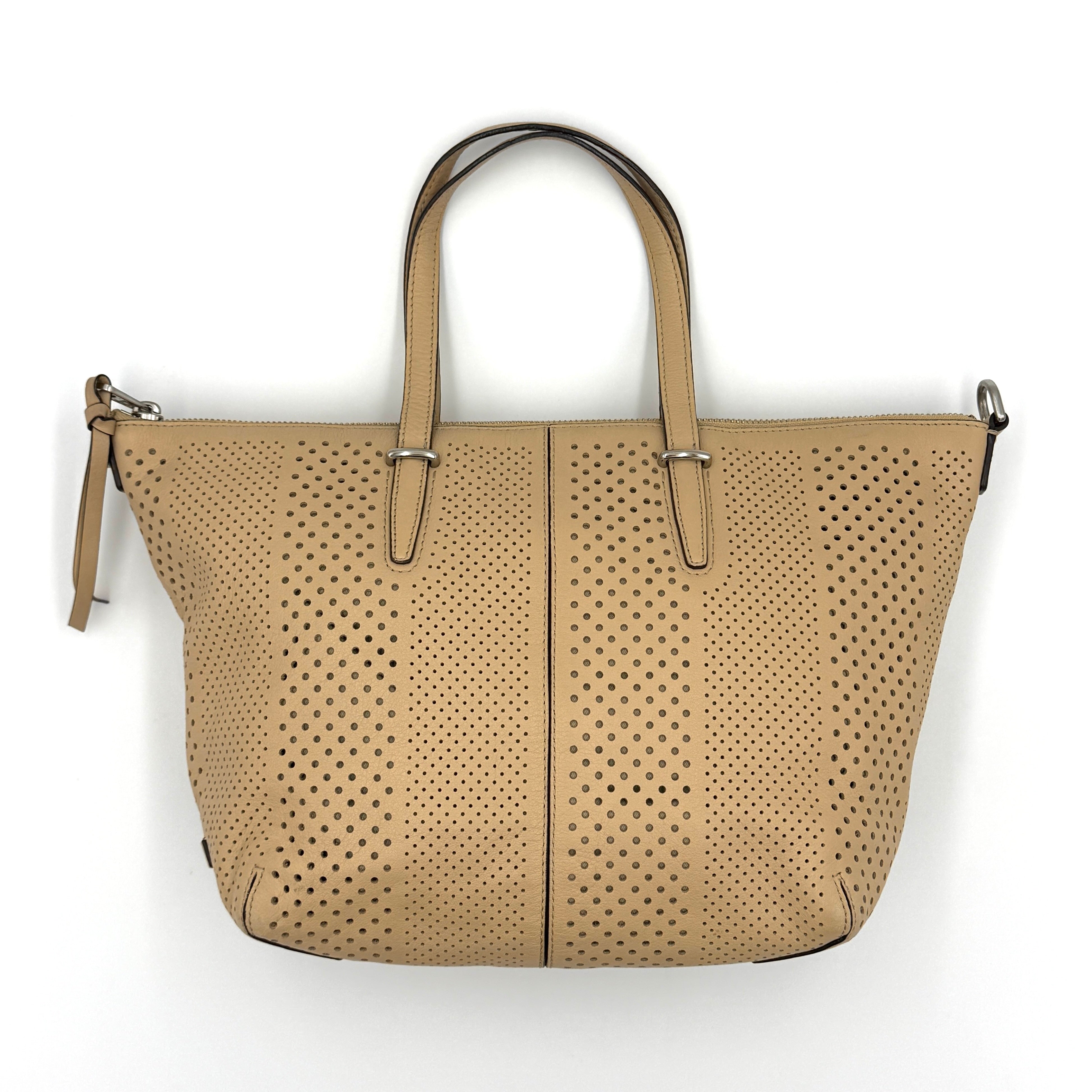 Coach 2Way Bleecker Cooper Perforated Satchel Tote Bag Tan