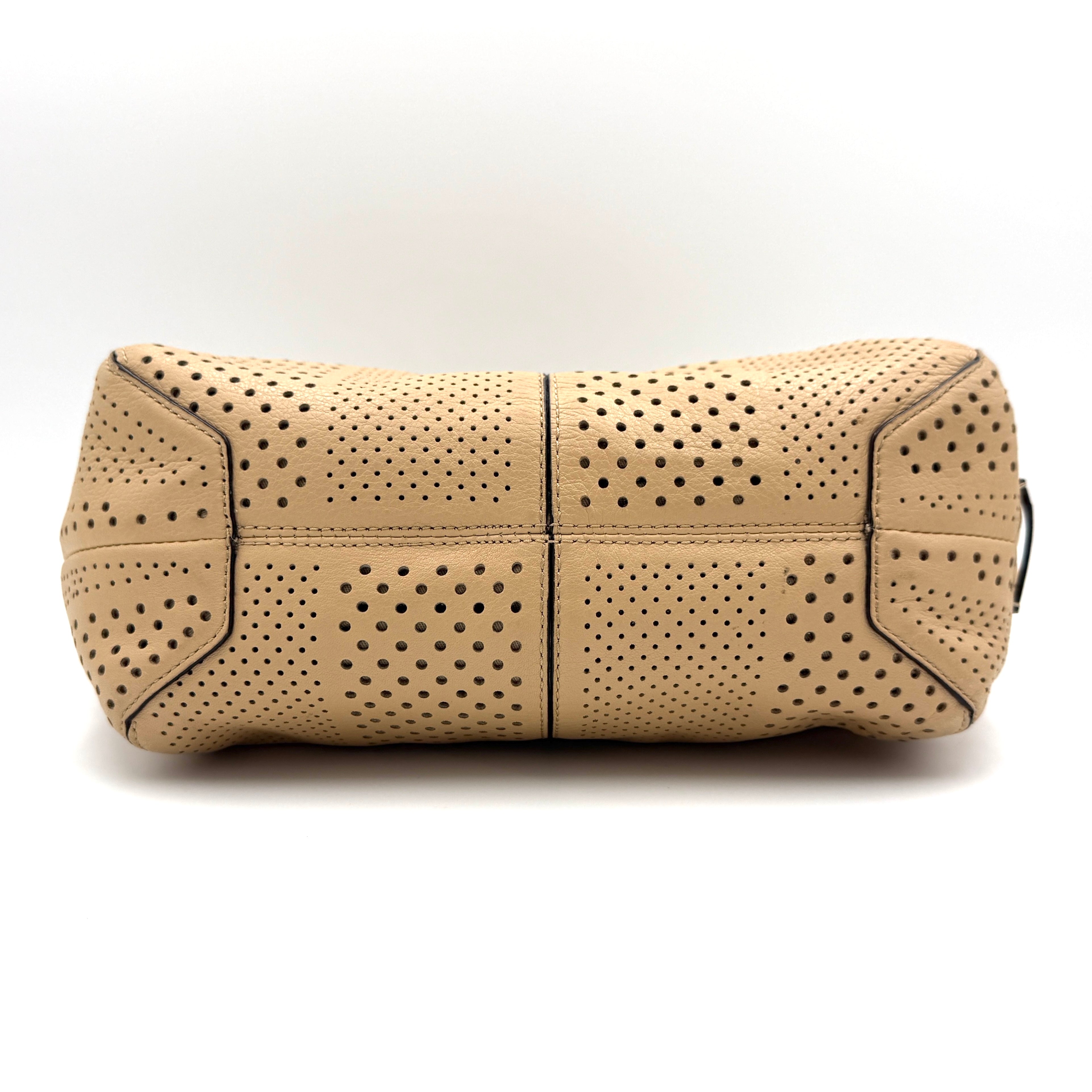 Coach 2Way Bleecker Cooper Perforated Satchel Tote Bag Tan