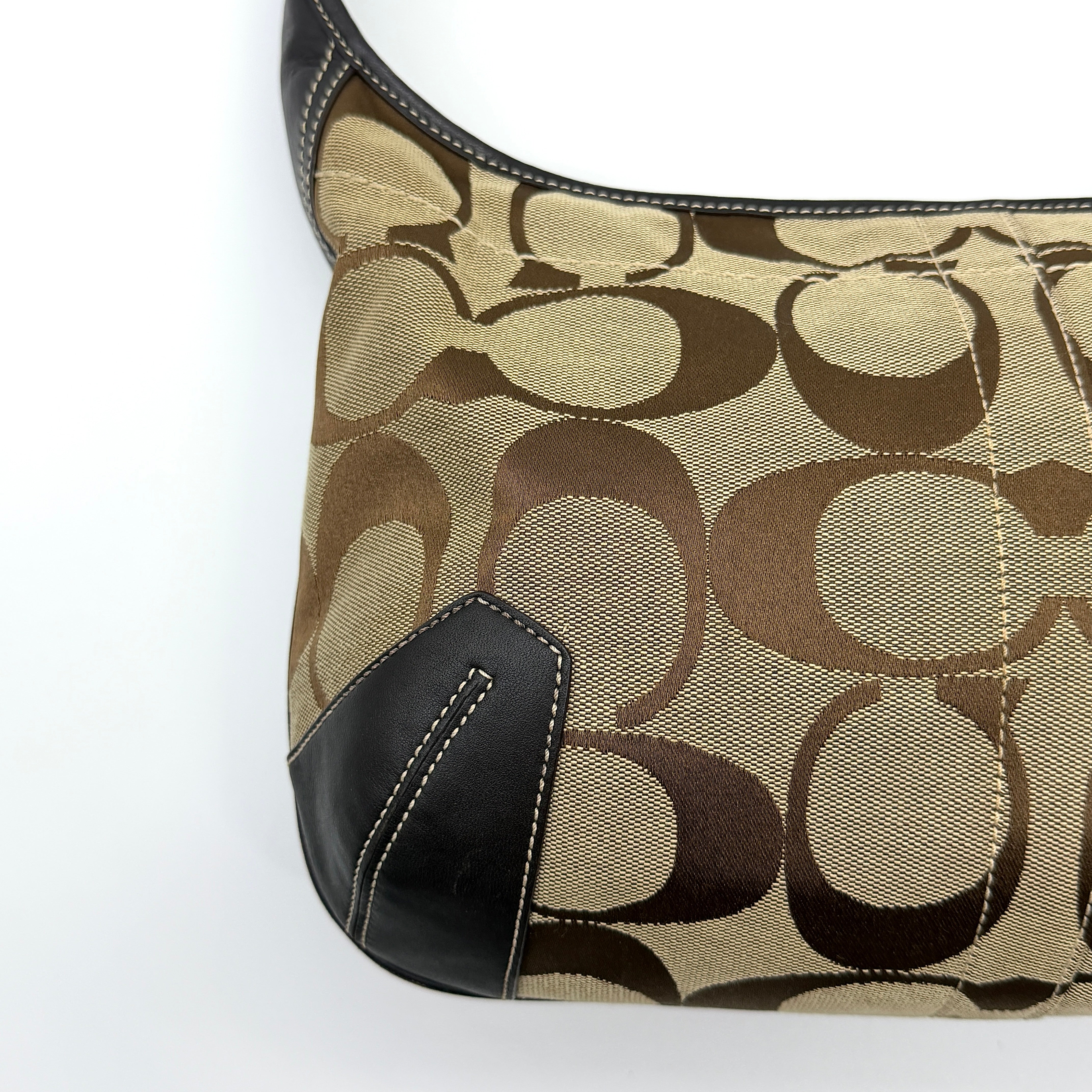 Coach Signature Ergo Shoulder Bag Beige/Black