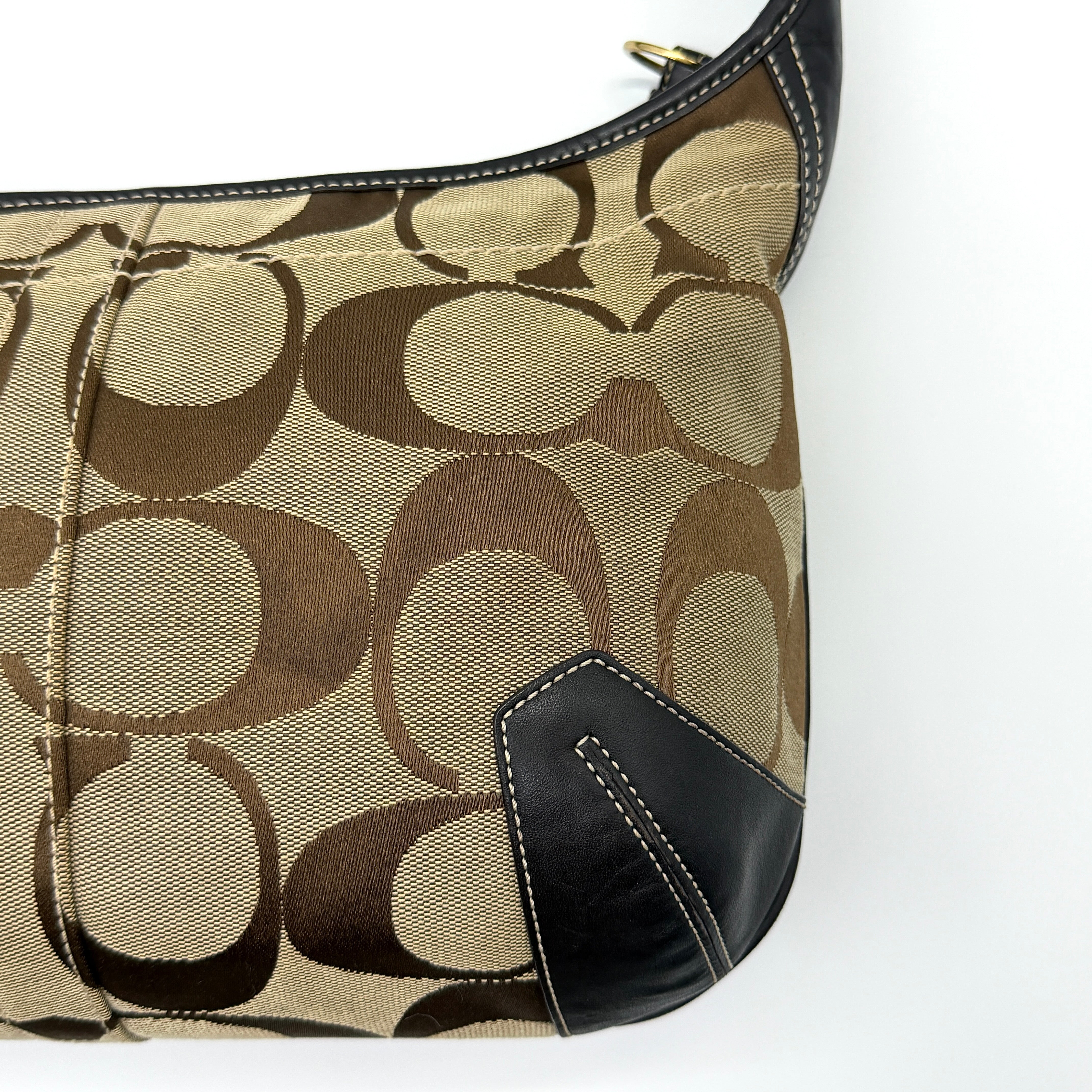 Coach Signature Ergo Shoulder Bag Beige/Black