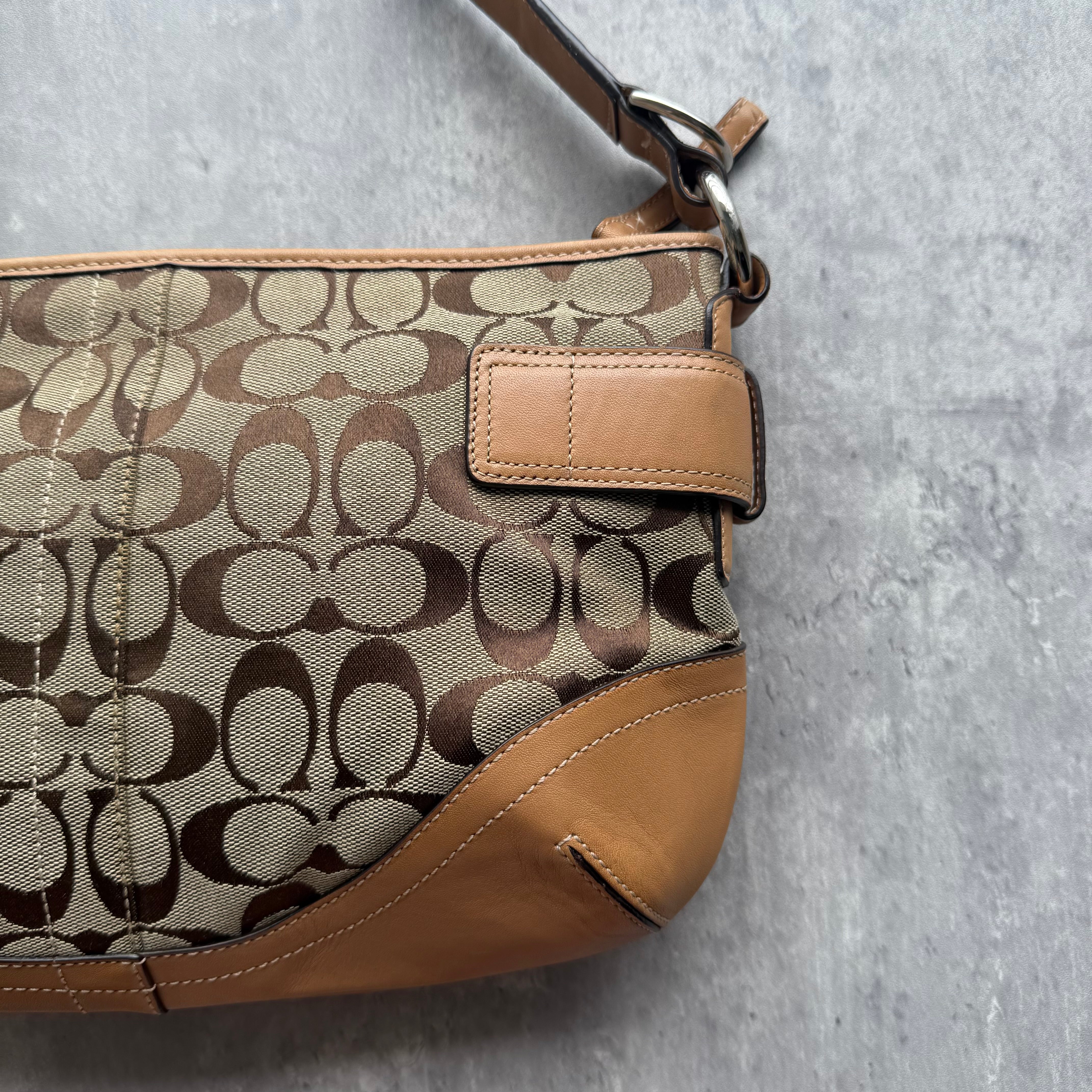 Coach 2Way Signature Sufflette Crossbody Bag Beige