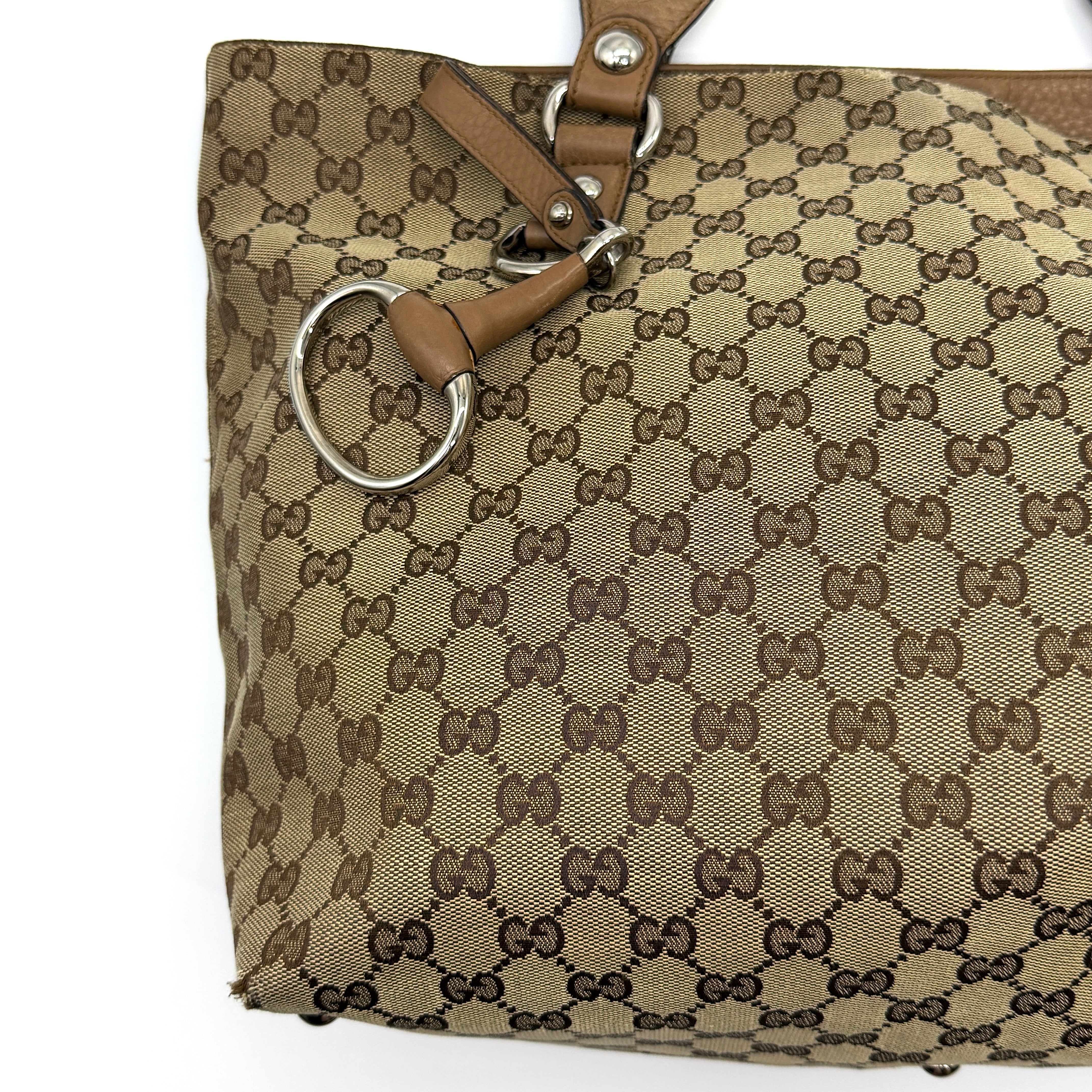 Gucci GG Monogram Icon Bit Shoulder Bag Beige/Brown