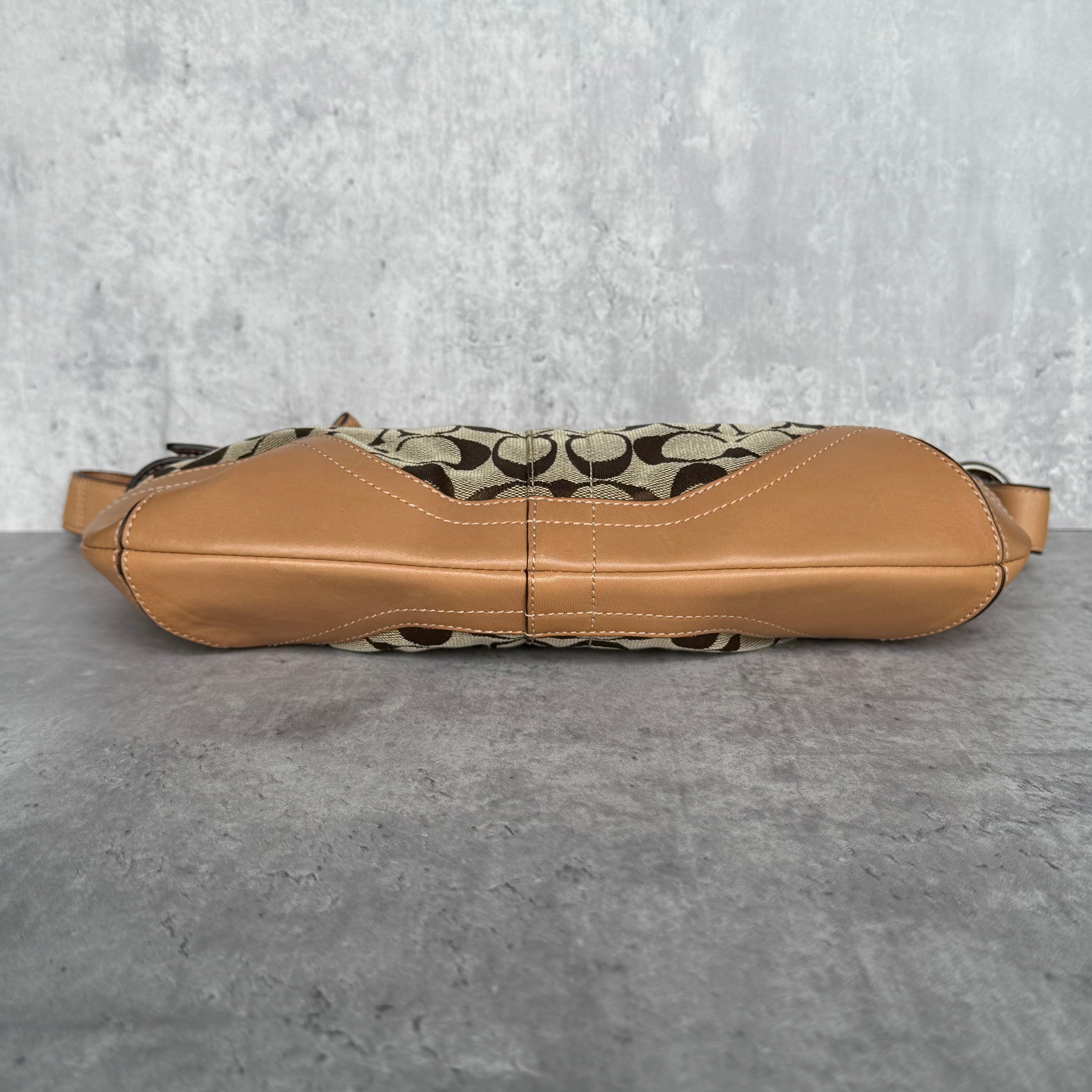 Coach 2Way Signature Sufflette Crossbody Bag Beige