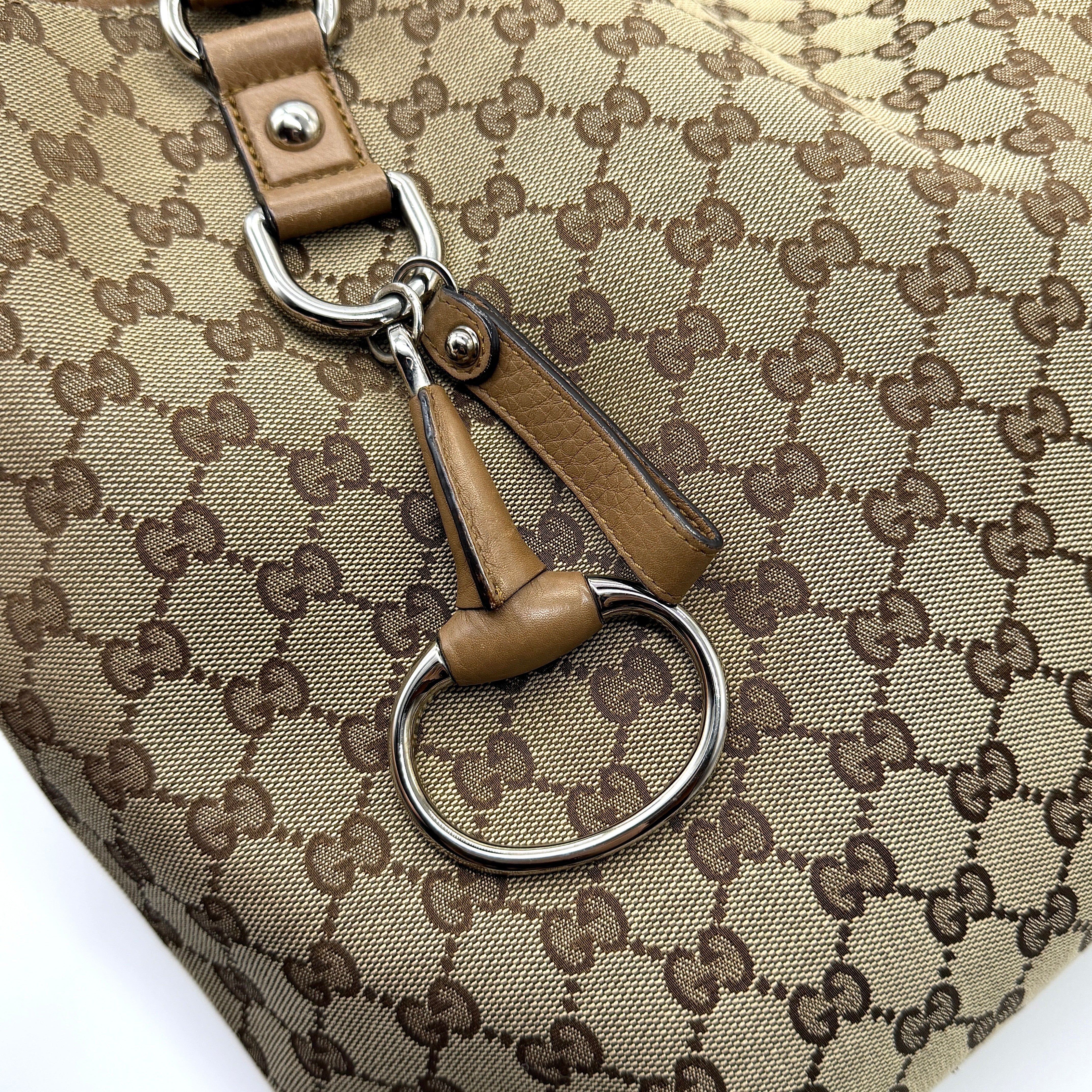 Gucci GG Monogram Icon Bit Shoulder Bag Beige/Brown