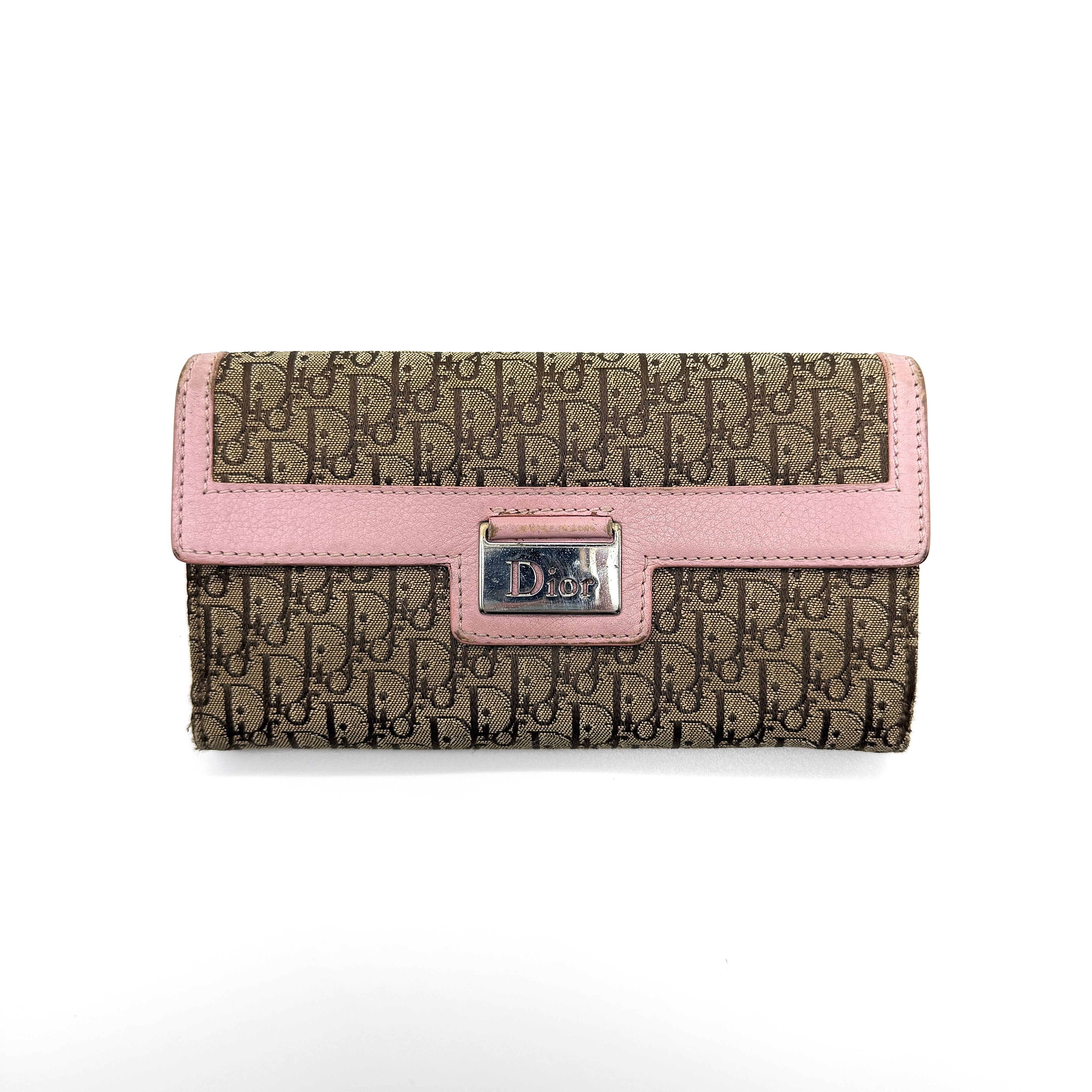 Dior Bi-Fold Long Wallet Beige/Pink