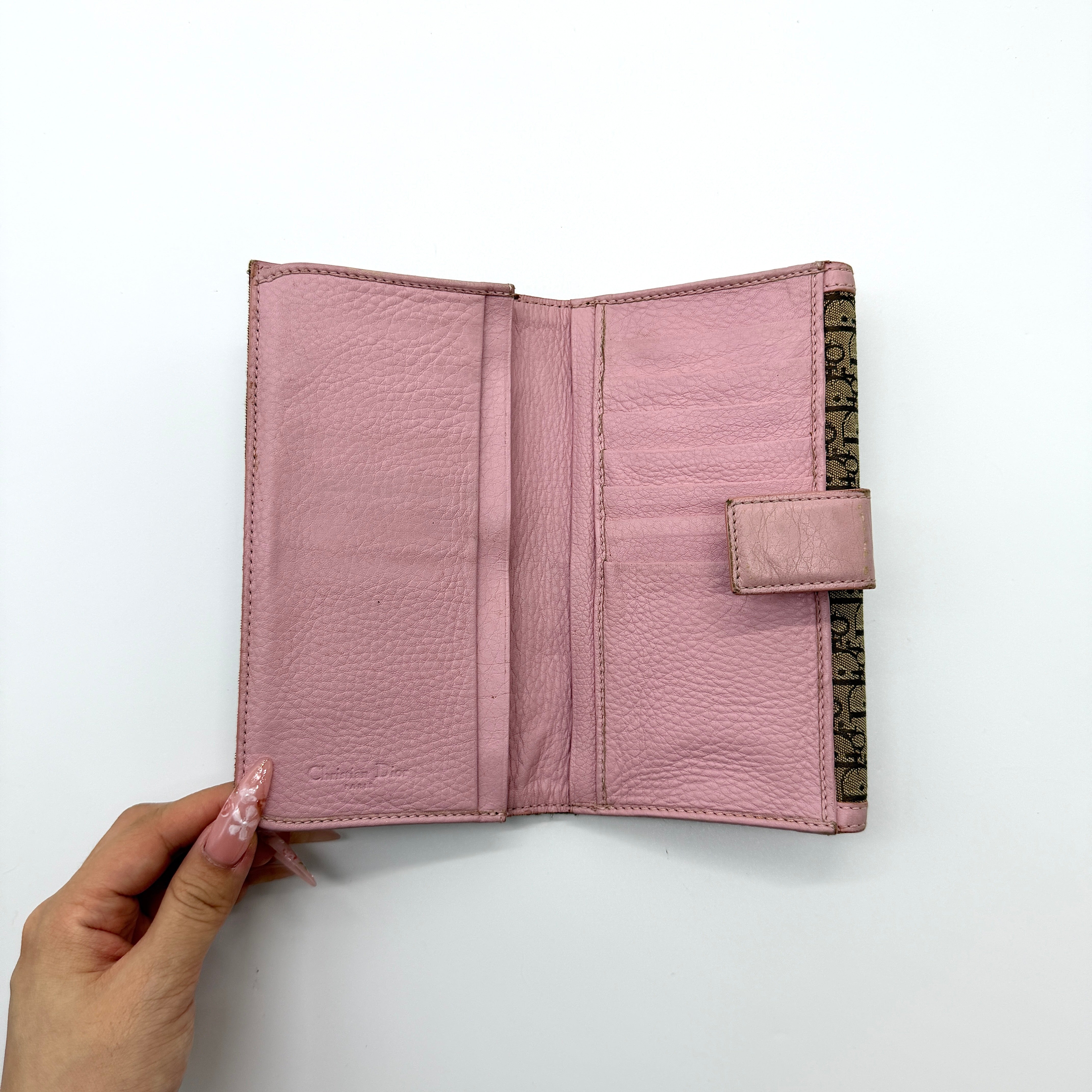 Dior Bi-Fold Long Wallet Beige/Pink
