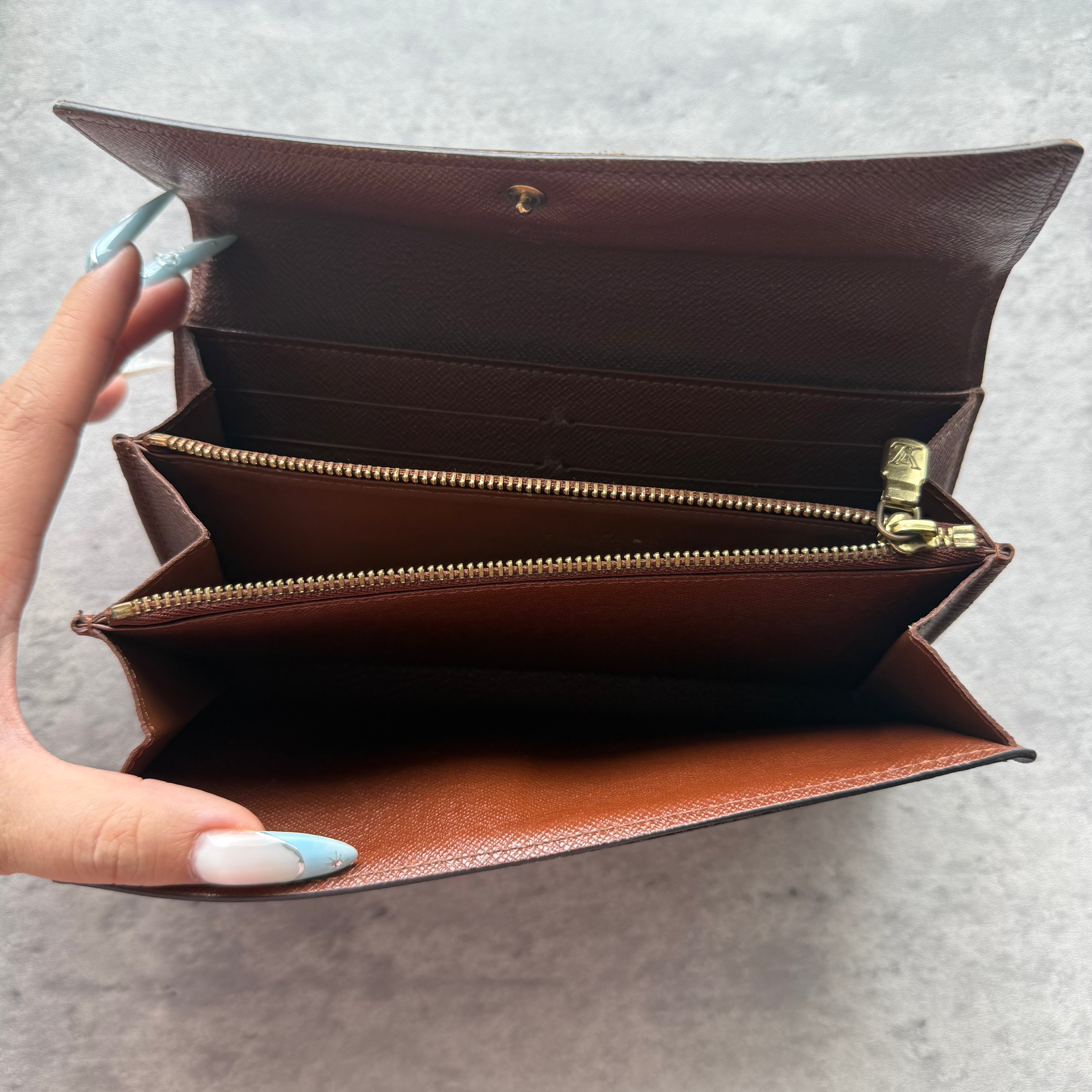 Louis Vuitton Monogram Sarah Long Wallet Brown