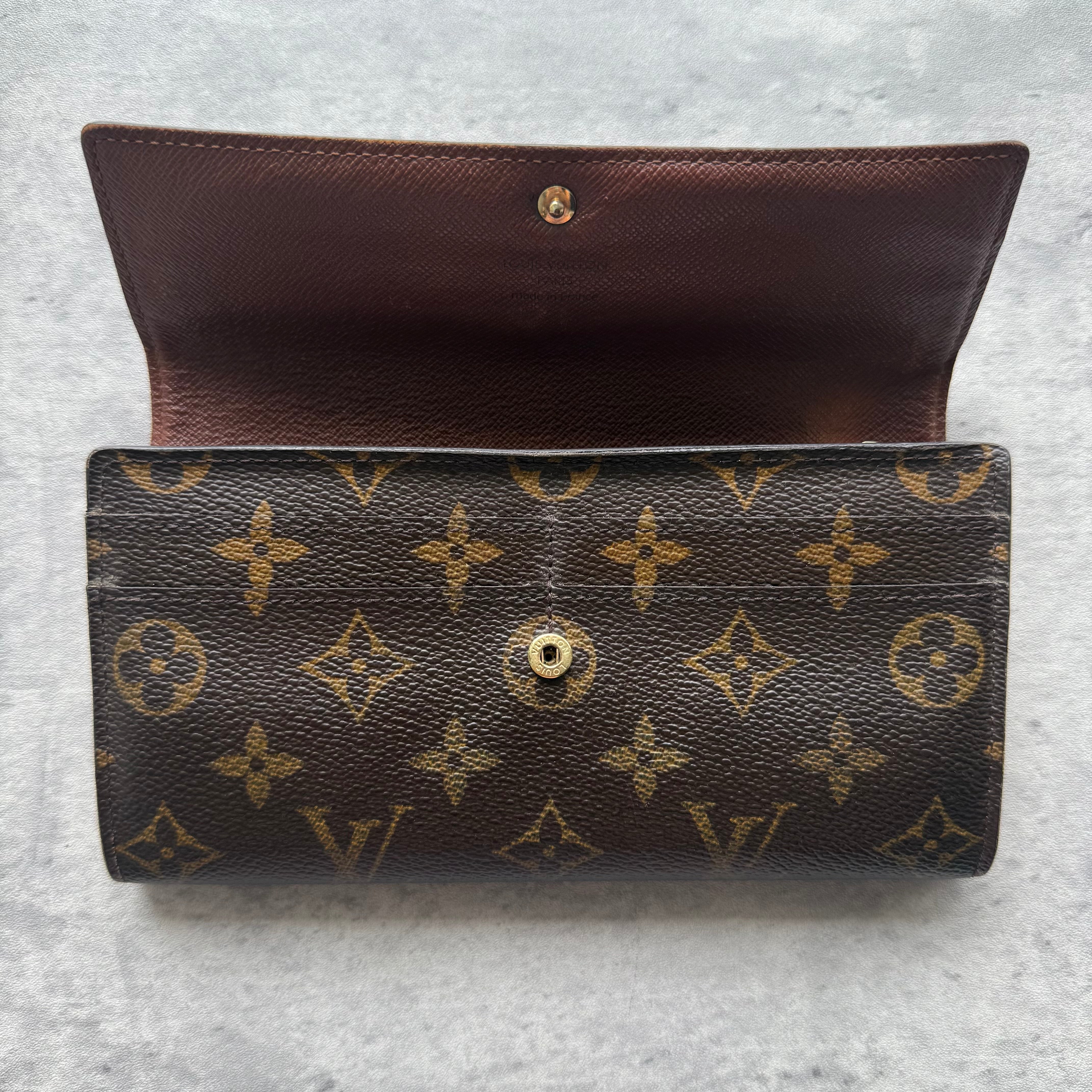 Louis Vuitton Monogram Sarah Long Wallet Brown