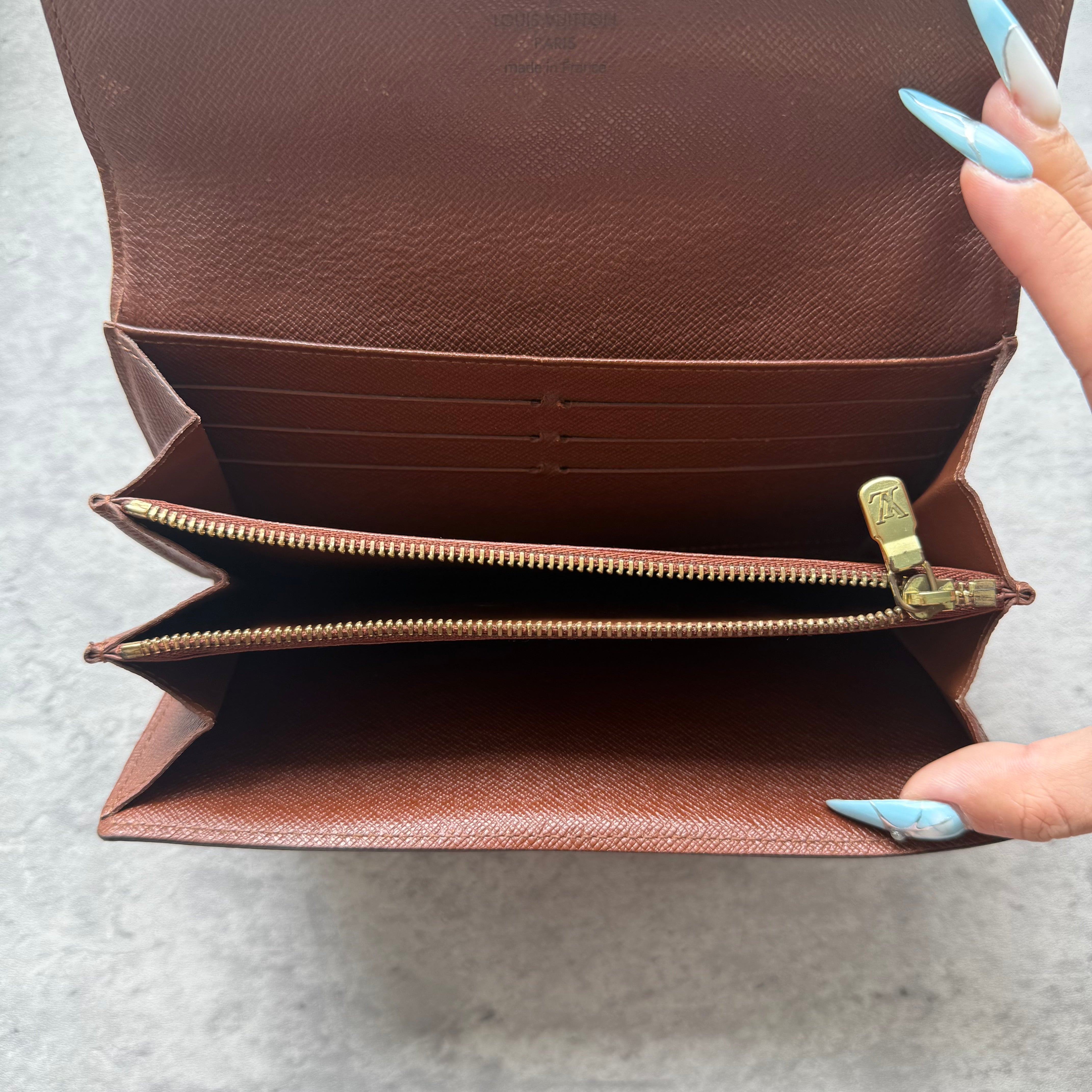 Louis Vuitton Monogram Sarah Long Wallet Brown