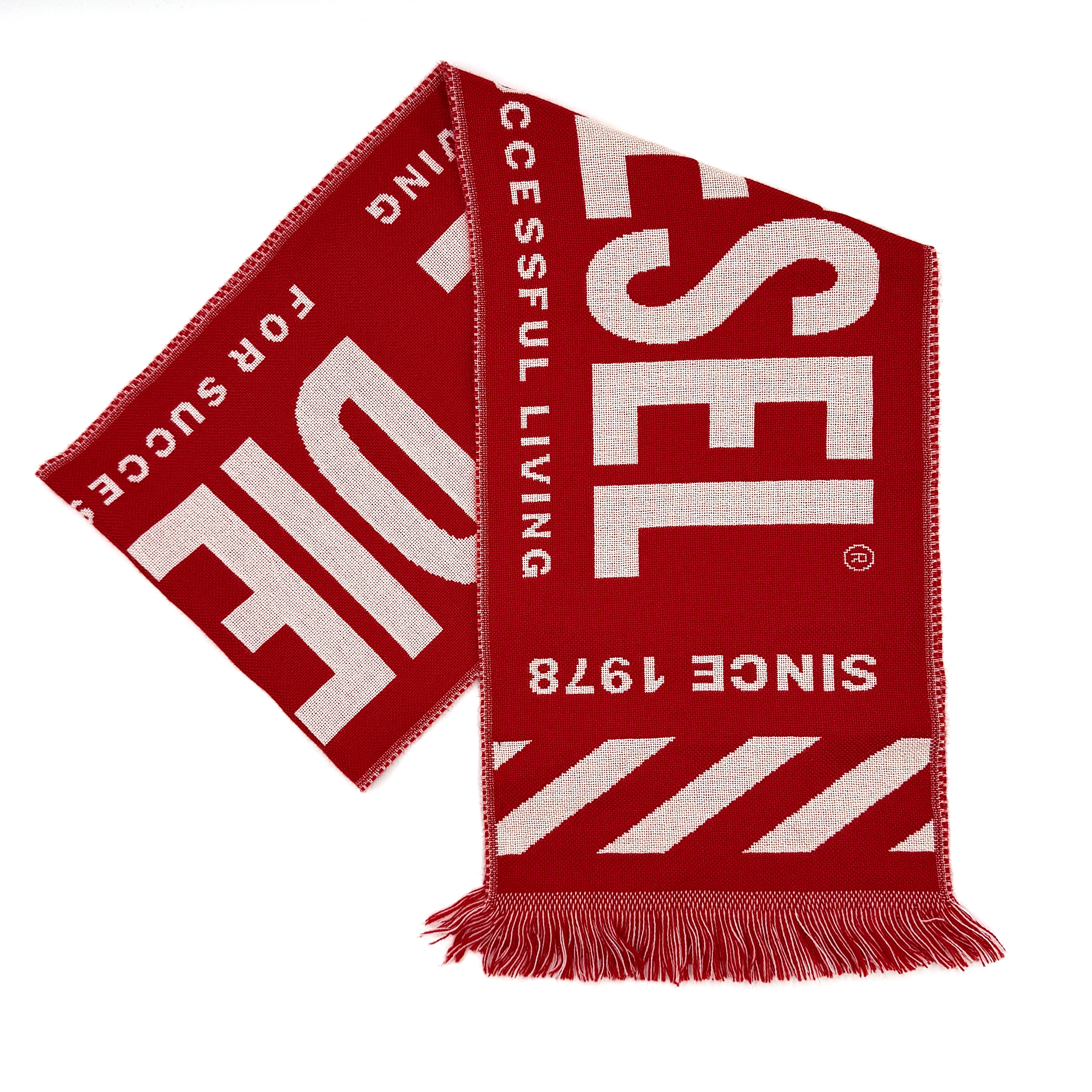 Diesel S-BISC-NEW Wool Scarf Red/White